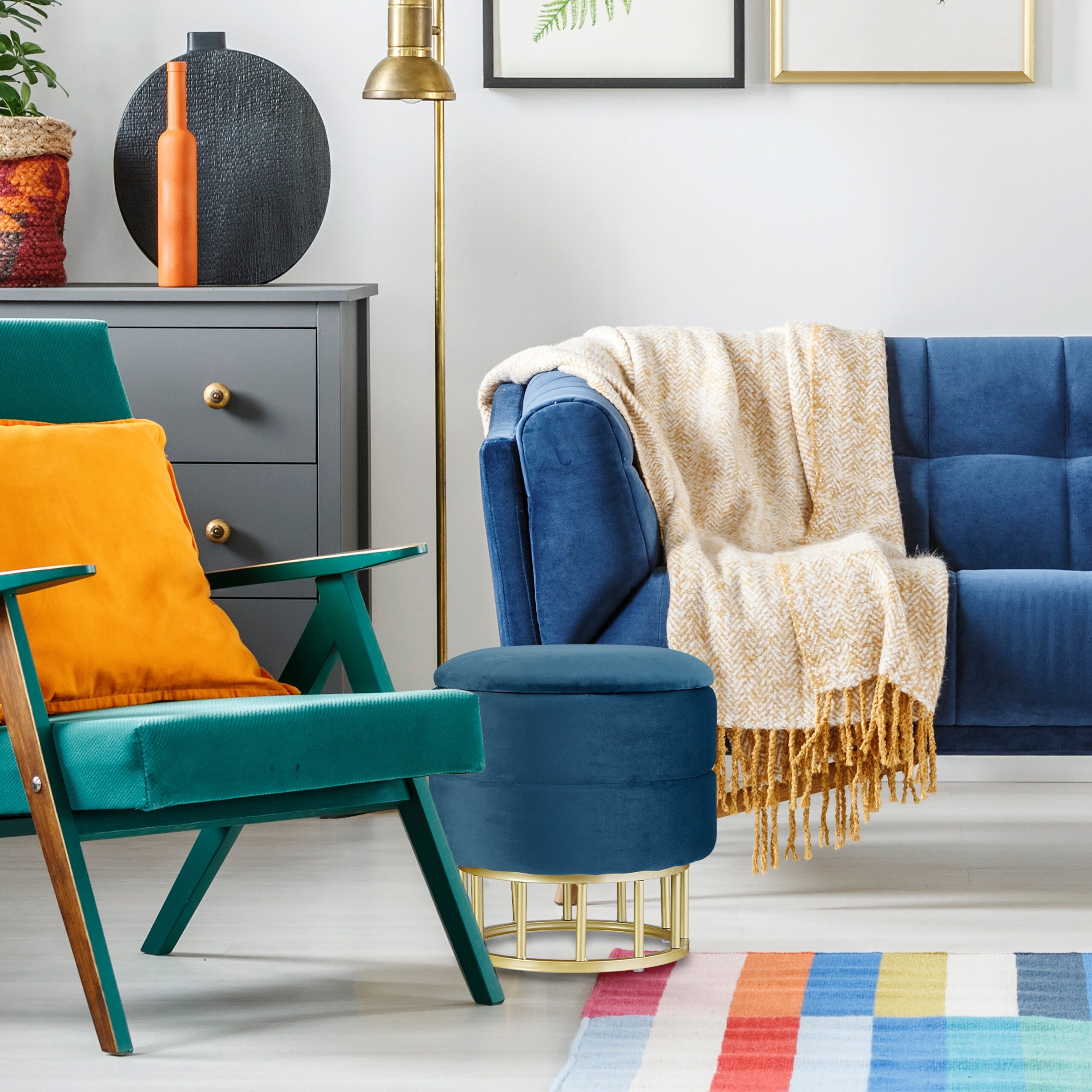 relaxdays Polsterhocker Samthocker mit Stauraum günstig online kaufen