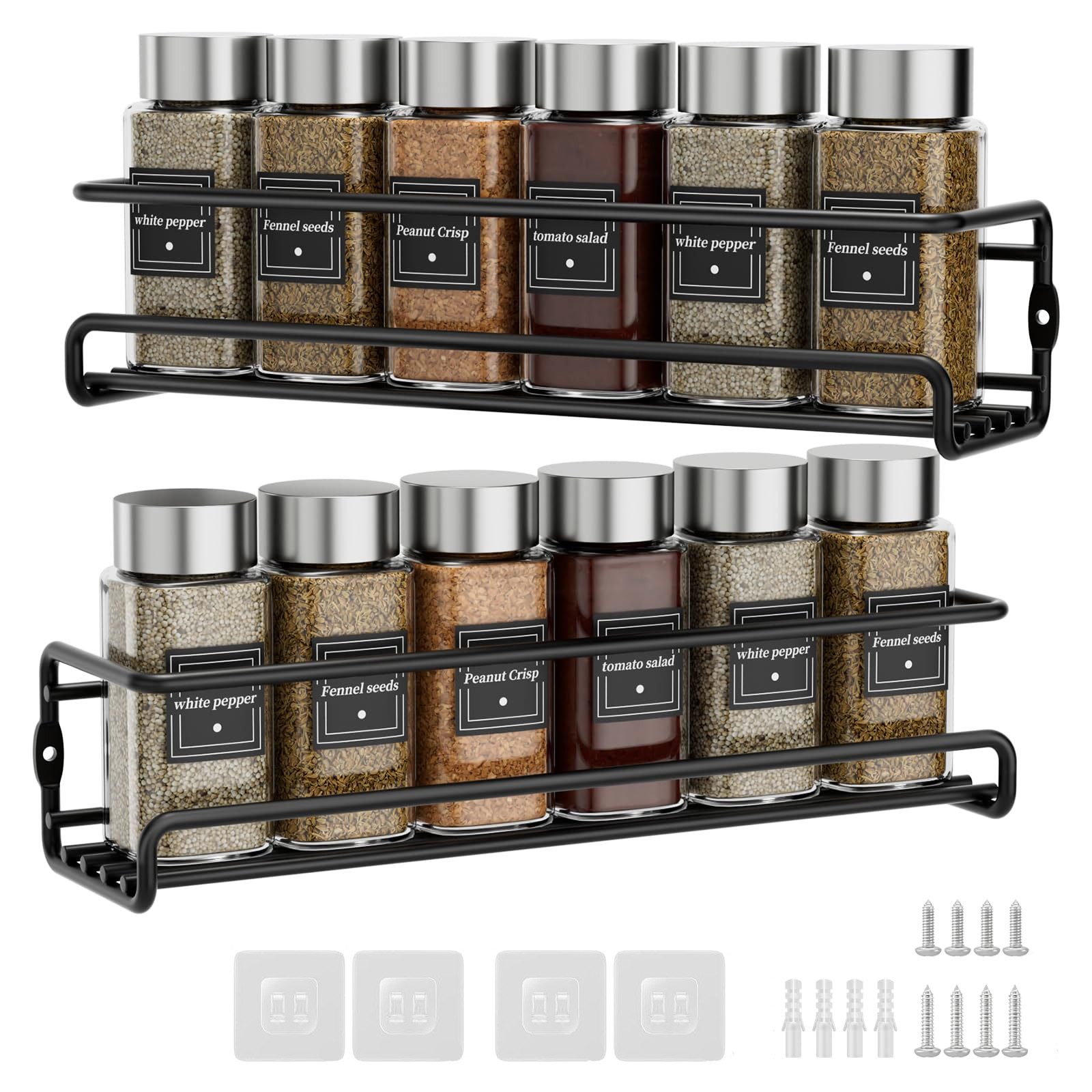 Coonoor Gewürzregal Wandgewürzregal 2er-Set hängender Metall-Gewürzhalter, günstig online kaufen