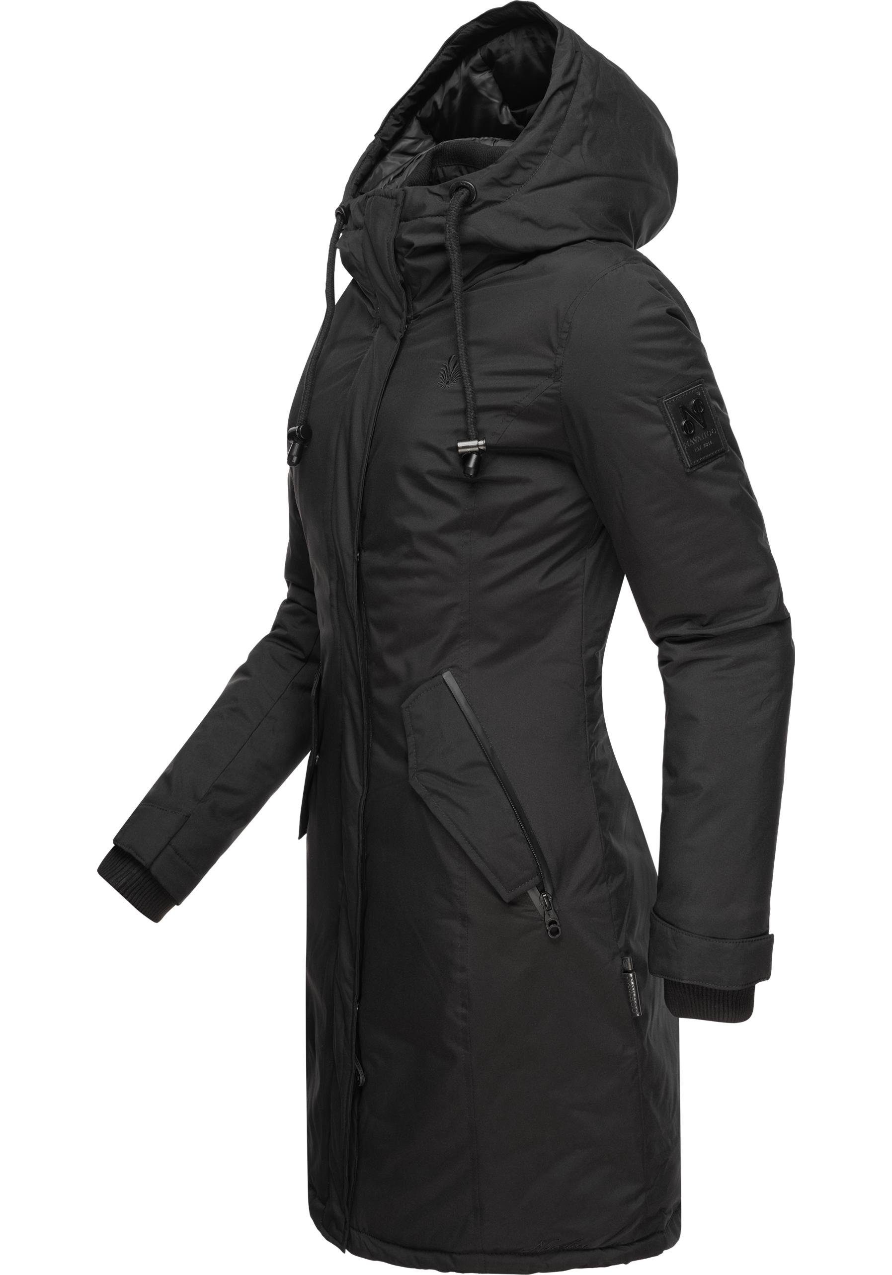 Kapuze sportlicher schwarz mit gefütterter Letiziaa Navahoo Wintermantel Winterparka