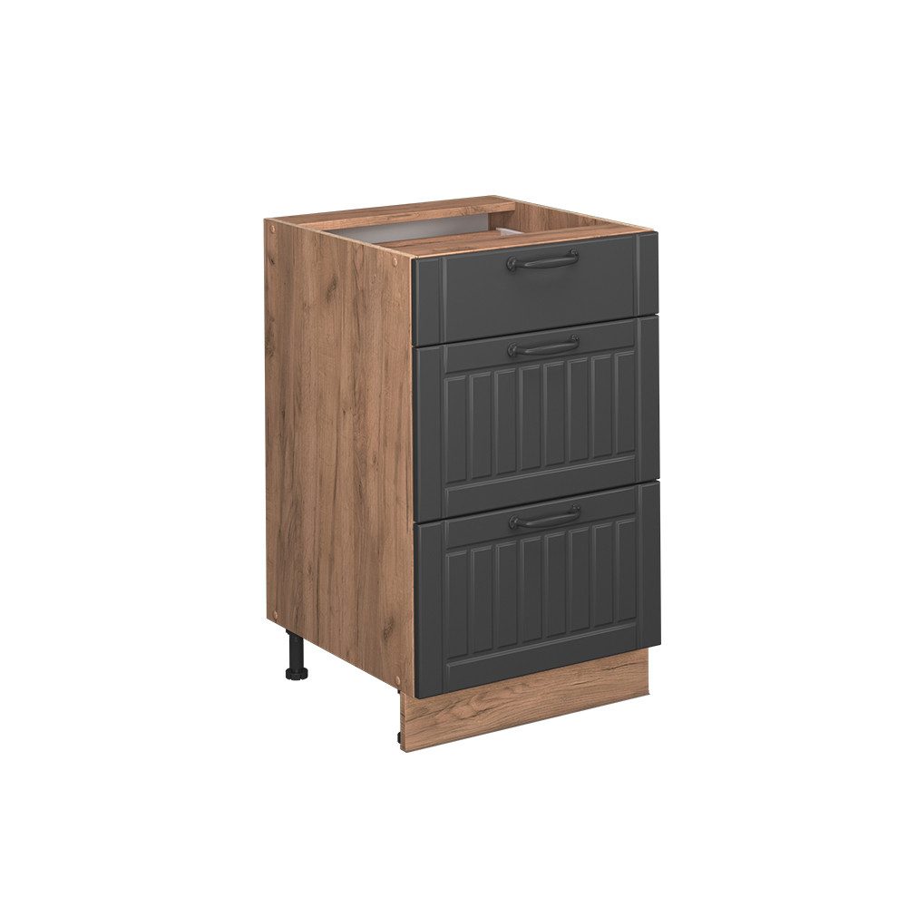 Vicco Unterschrank Fame-Line, Dunkelgrau/Goldkraft Eiche, 50 cm ohne Arbeitsplatte (1-St)