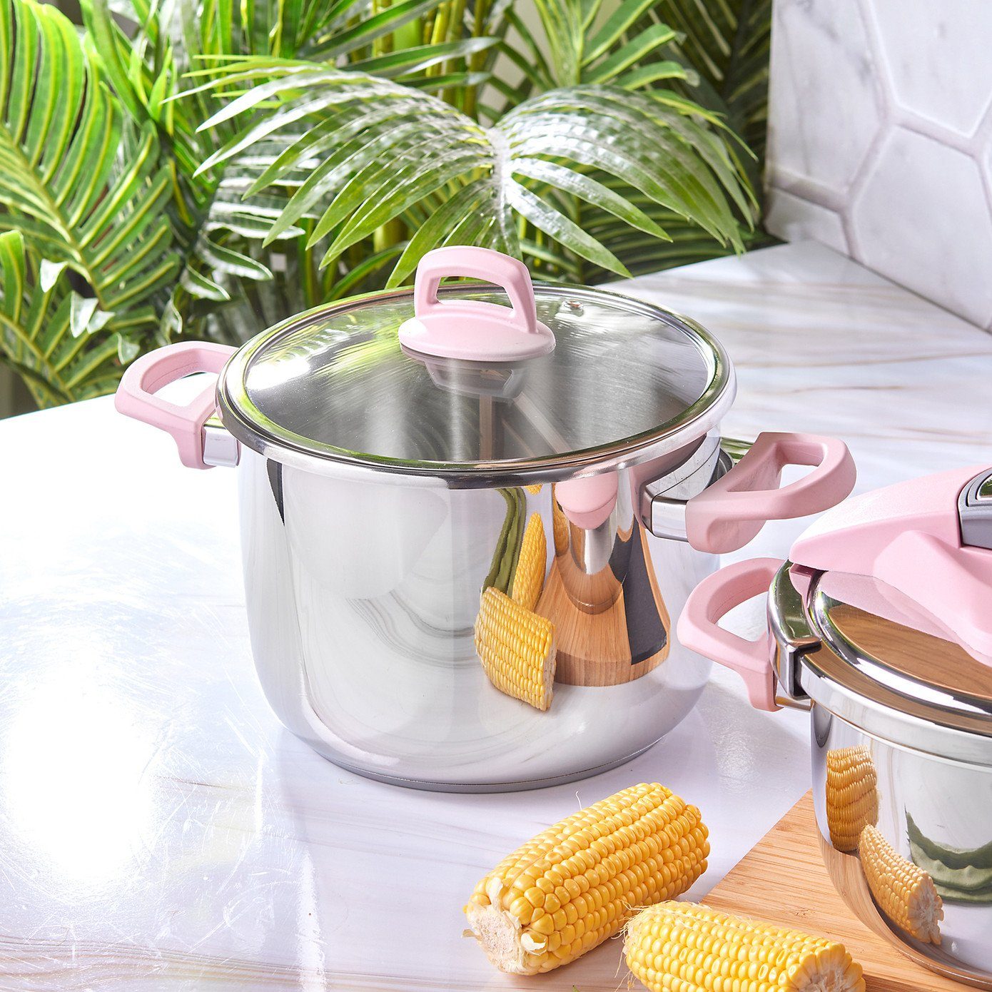 Karaca Schnellkochtopf Karaca Perfect Pink 4+6 Liter Schnellkochtopf-Set – Bild 5 von 5
