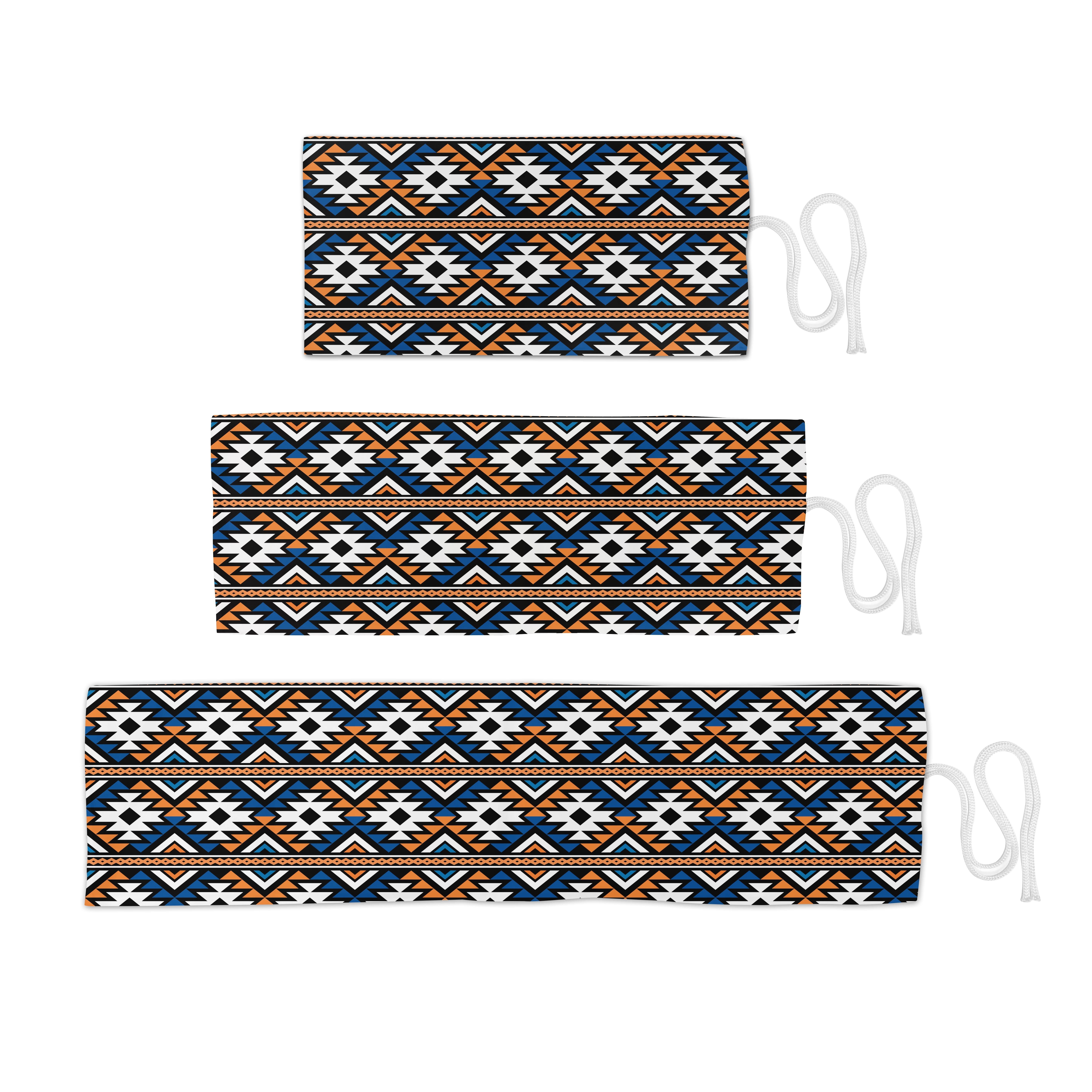 Stiftablage Blau Muster und Orange langlebig Organizer, und Segeltuch Federmäppchen Boho tragbar geometrische Abakuhaus Weiß