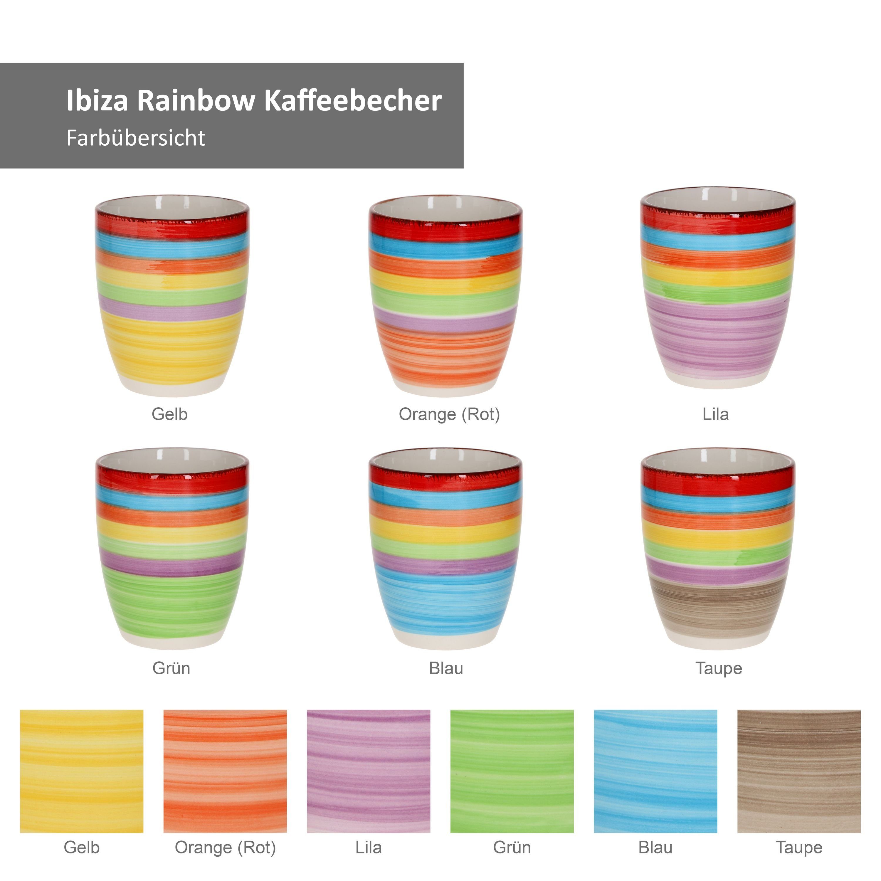 6er Henkel Set Steingut MamboCat Ibiza ohne Becher Rainbow - Summer 24326548, Kaffeebecher