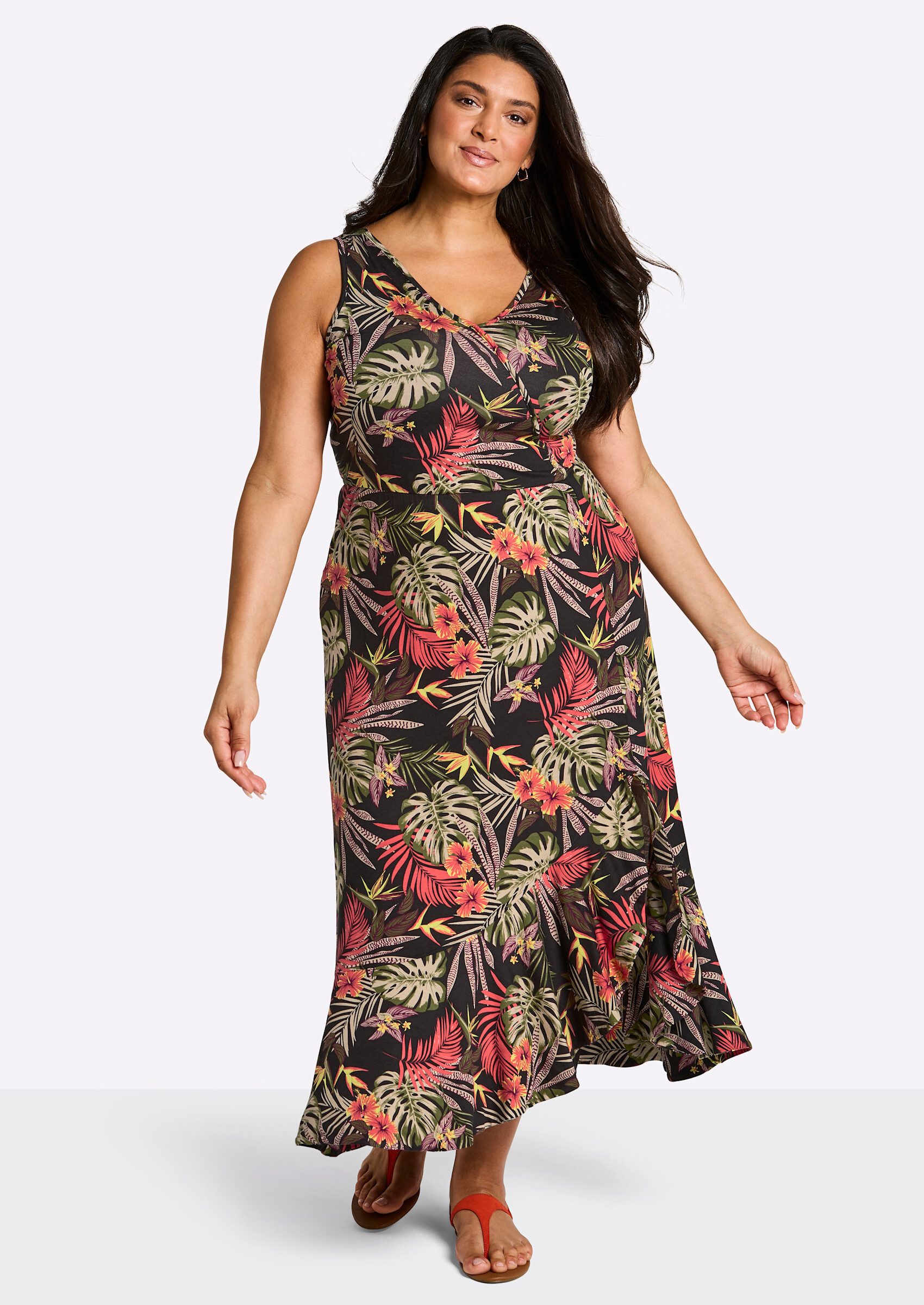 Sheego Strandkleid Jersey-Kleid Ärmellos