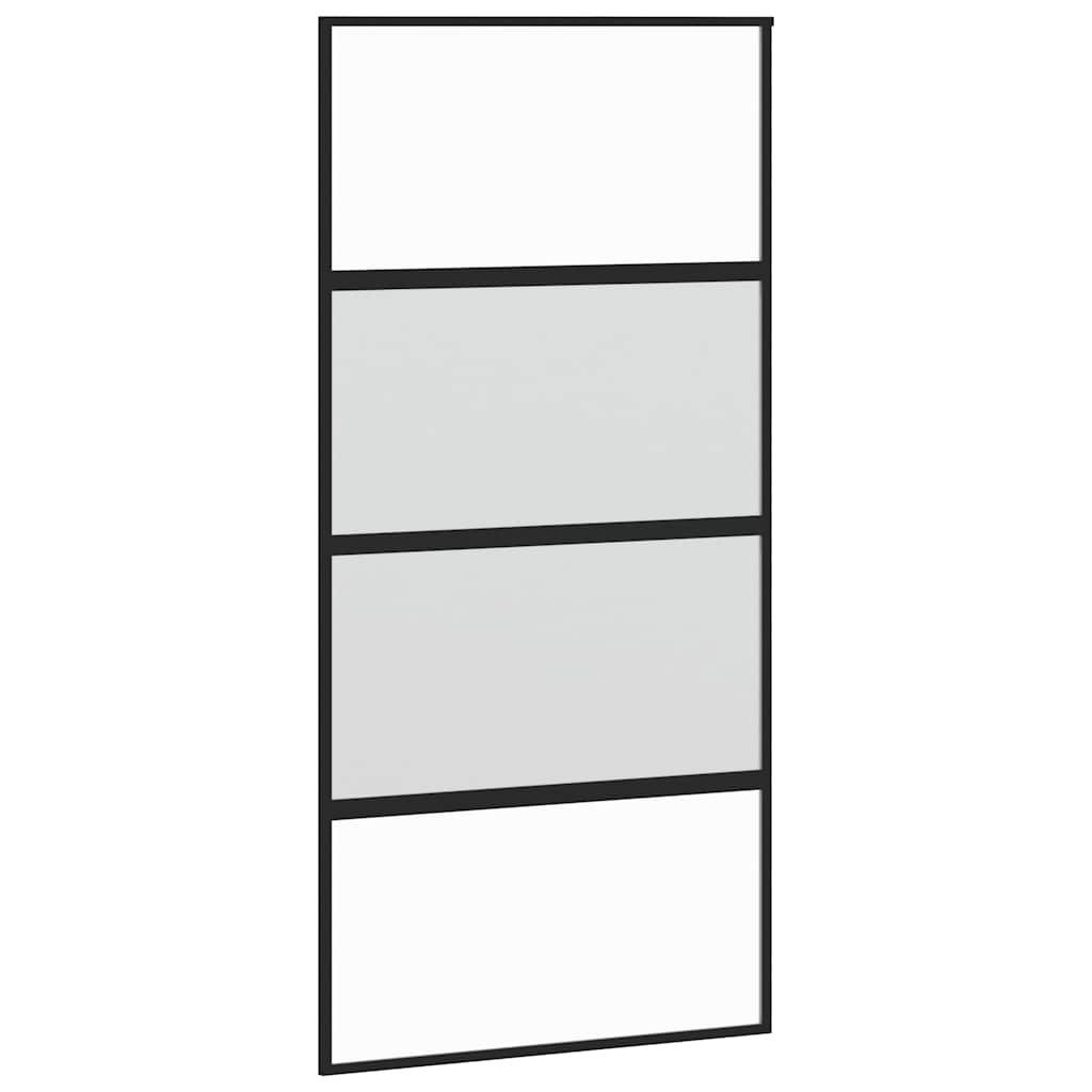 vidaXL Haustür Schiebetür Schwarz 102,5x205 cm Hartglas und Aluminium (1-St)