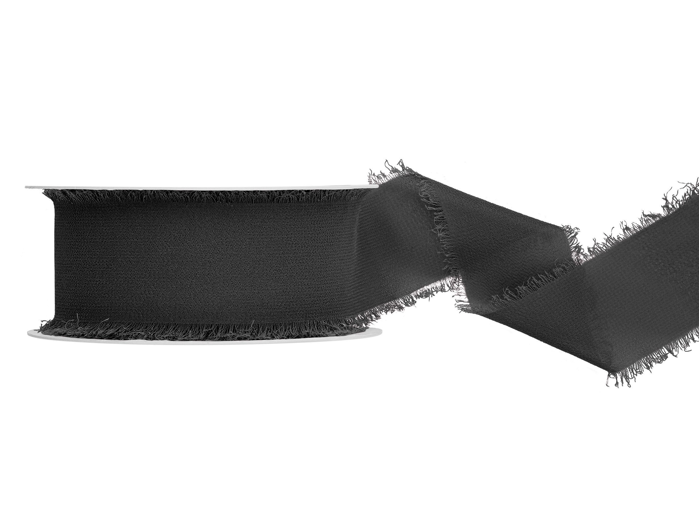 partydeco Organzaband, Chiffonband 4cm x 10m Schwarz
