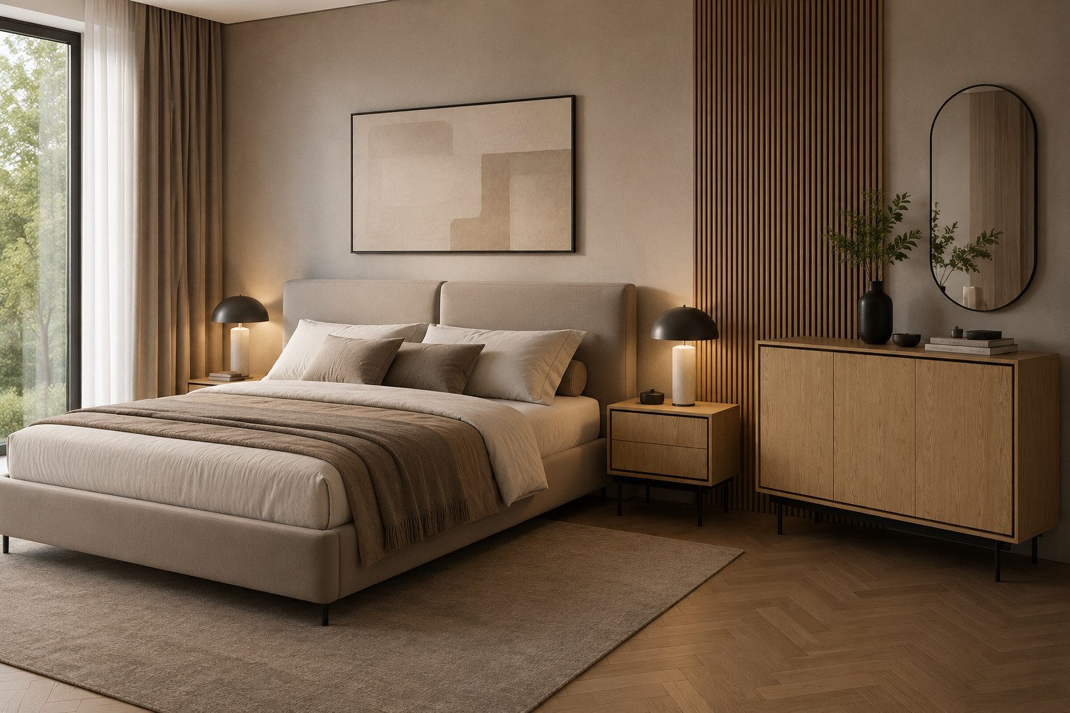 ROYAL24_MARKT Schlafzimmer-Set Delvaro 3-teilig – Modernes Design mit schwarzem Stahlgestell, (Schlafzimmer-Set, 3-tlg., Premium - Delvaro), Luxus – Edel – Zeitlos