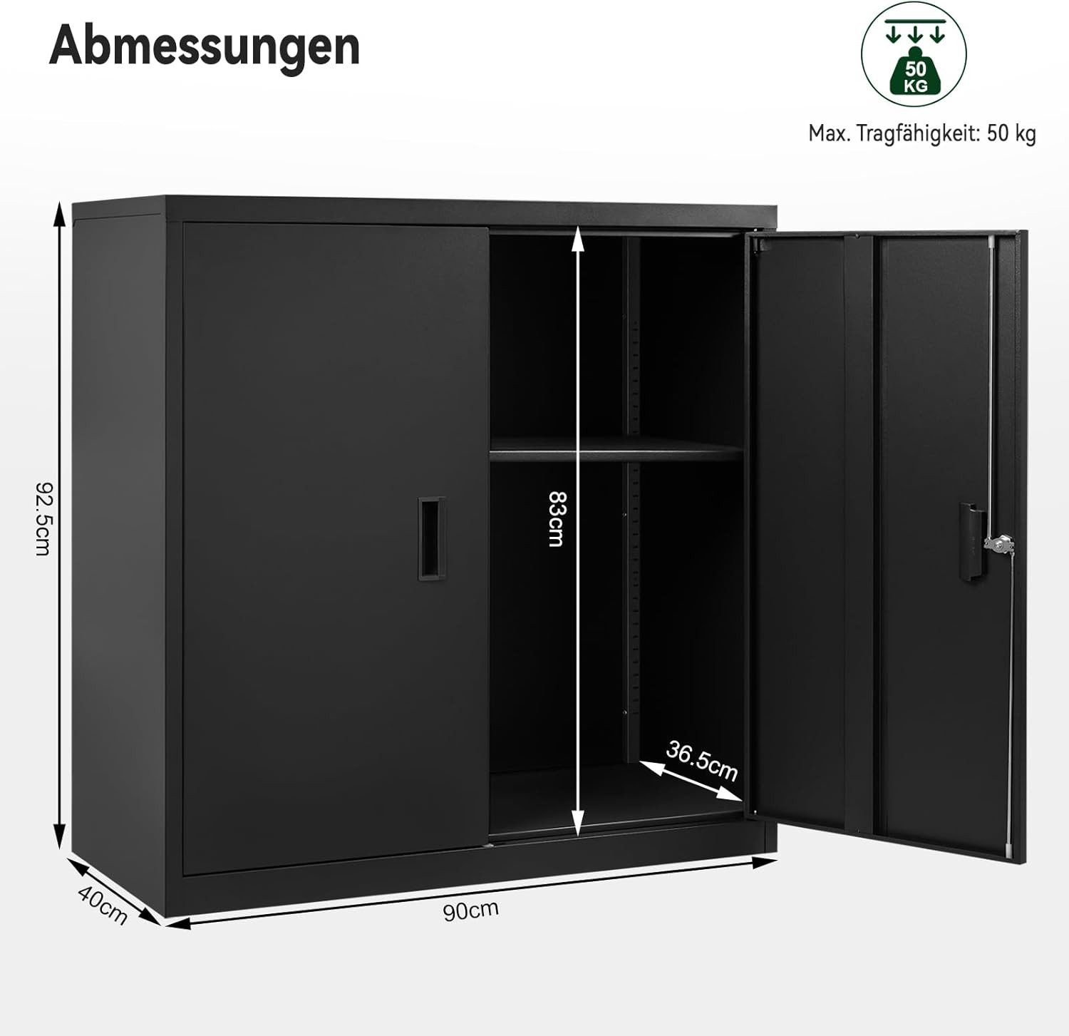 Woltu Aktenschrank (1-St) abschließbar, Ordnerschrank mit Schloss, Büroschrank Metall