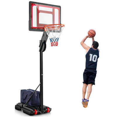 COSTWAY Basketballständer Basketballkorb, 228-265cm höhenverstellbar, Rädern