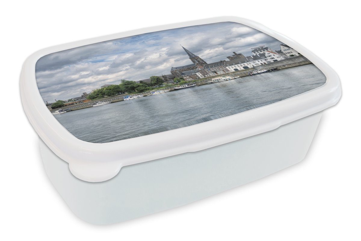 MuchoWow Lunchbox Wasser - Maastricht - Luft, Kunststoff, (2-tlg), Brotbox für Kinder und Erwachsene, Brotdose, für Jungs und Mädchen weiß