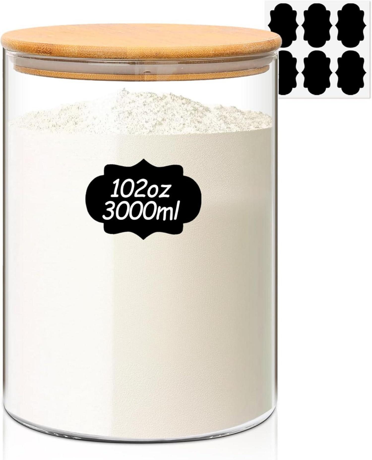 Glas Glas Vorratsgläser 1er Set 3000ml Luftdicht Aufbewahrung Φ15cm