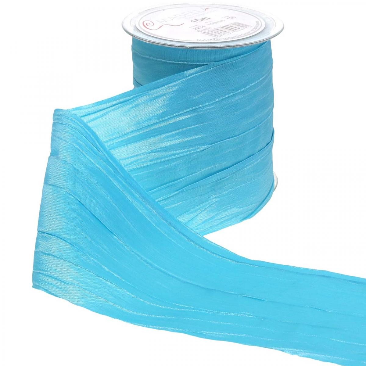 Mabella Decorbänder GmbH Tischläufer Tischband Crash Türkis 100mm x 15m - Festliche Deko Band