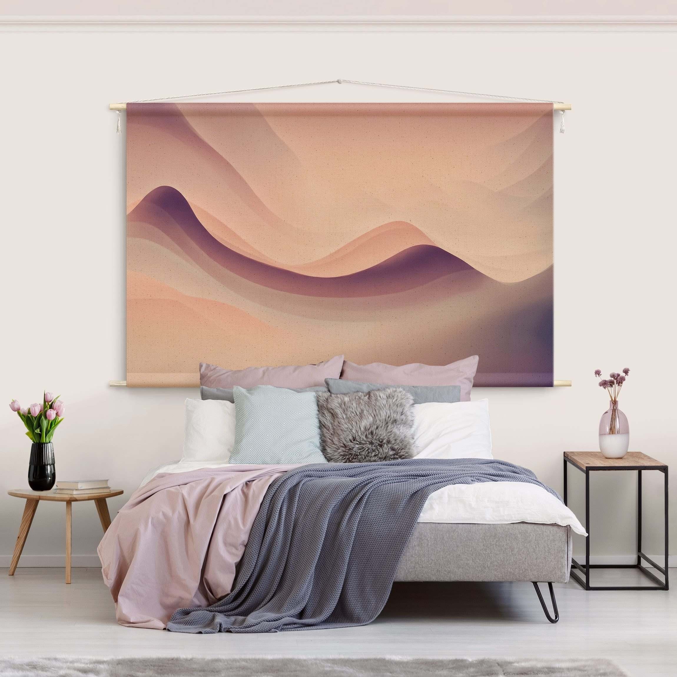 Bilderdepot24 Wandteppich modern Abstrakt Farbverlauf rosa, rechteckig, Höhe: 2.6 mm, großes Wandbild aus Natur-Baumwolle Wandbehang Stoffbild Tuch Wollseil