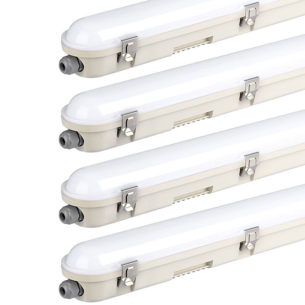 V-TAC LED Deckenleuchte, LED-Leuchtmittel fest verbaut, Neutralweiß, Deckenlampe Wannenleuchte Industrielampe IP65 LED Röhre neutralweiß 4x