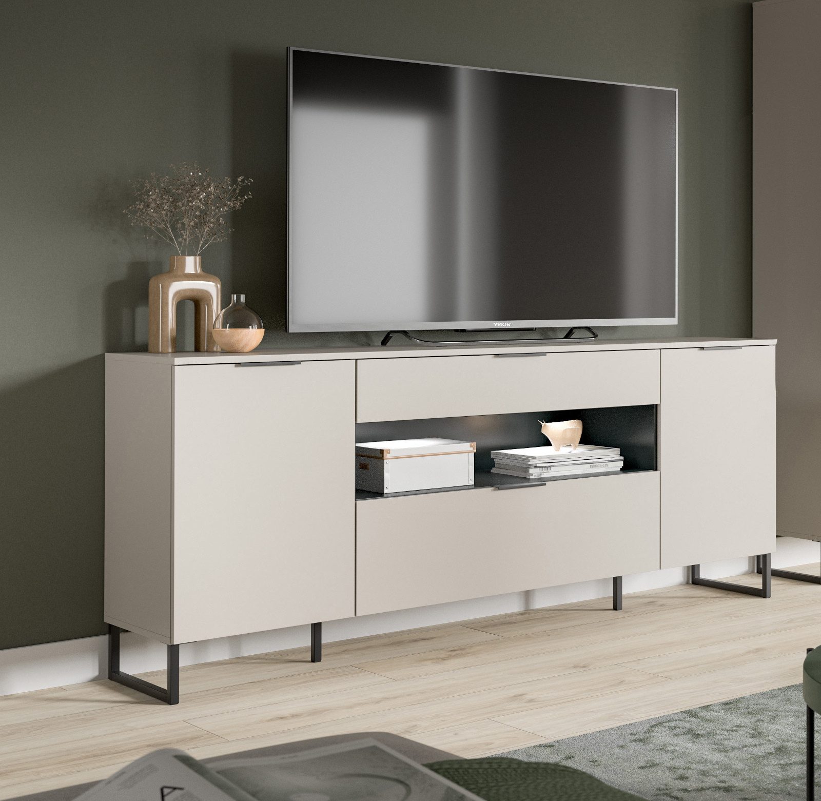 Inn.Furn Lowboard Morena (TV Unterschrank in Sand / Kaschmir, Breite 185 cm günstig online kaufen