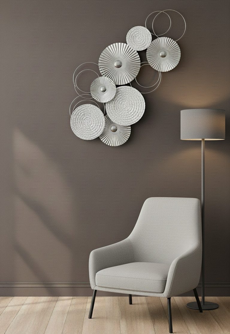 MF Wanddekoobjekt Wandbild Sixo Metall Wanddeko Wandschmuck Kreise 83x38 cm günstig online kaufen