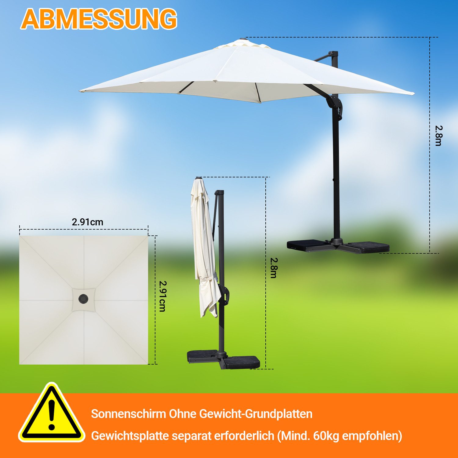 Clanmacy Sonnenschirm Sonnenschirm Beleuchtung Ampelschirm 300 günstig online kaufen