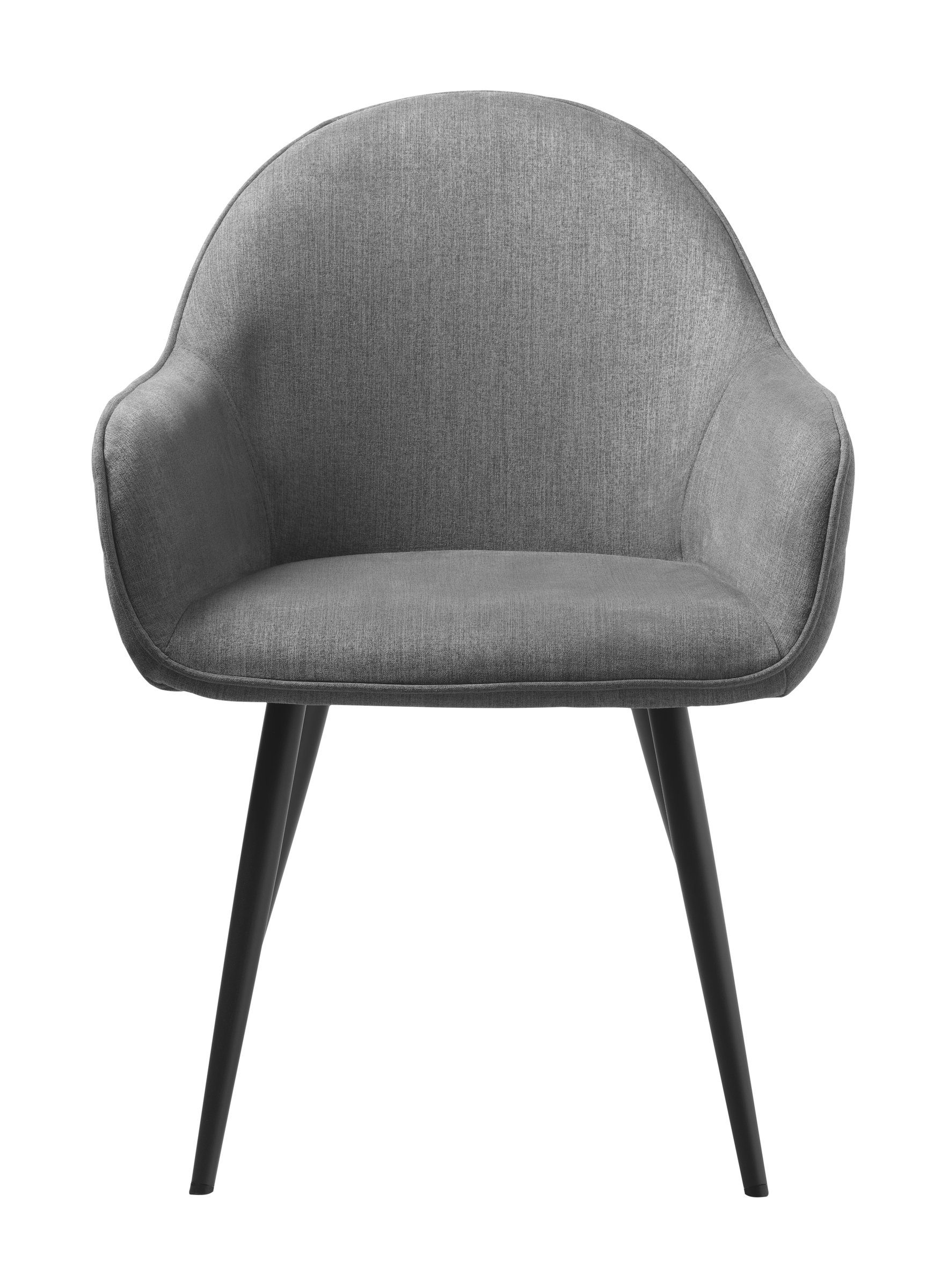 möbelando Stuhl MINTO aus Lackiert Schwarz Metall mit in Grau in (2er-Set), Absetzungen Grau
