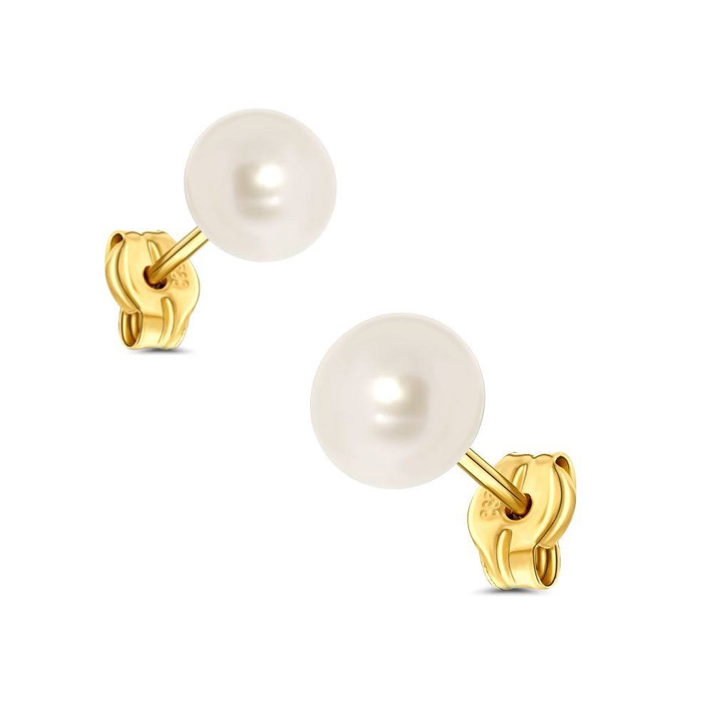 Miore Perlenohrringe MA4007E Ohrringe 14 Karat (585) Gold, Damen Ohrstecker in Gelbgold