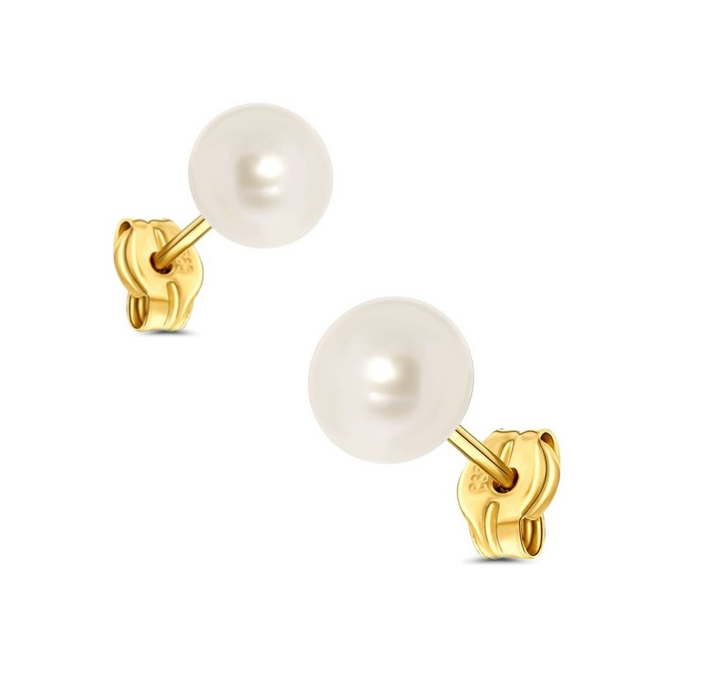 Miore Perlenohrringe MA4007E Ohrringe 14 Karat (585) Gold, Damen Ohrstecker in Gelbgold - Made in Italy