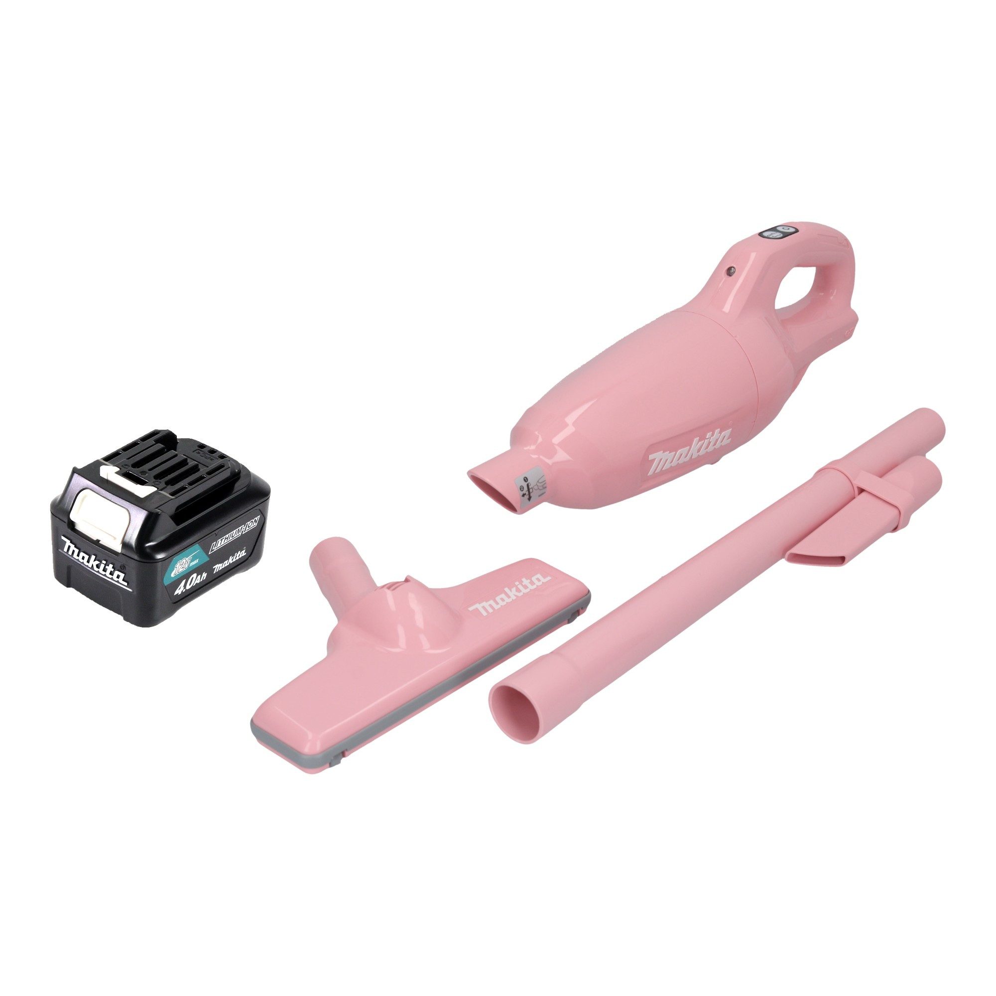 Makita Akku-Handstaubsauger CL 108 FDM1P 12 V max. 0,6 L pink + 1x Akku 4,0 Ah - ohne Ladegerät