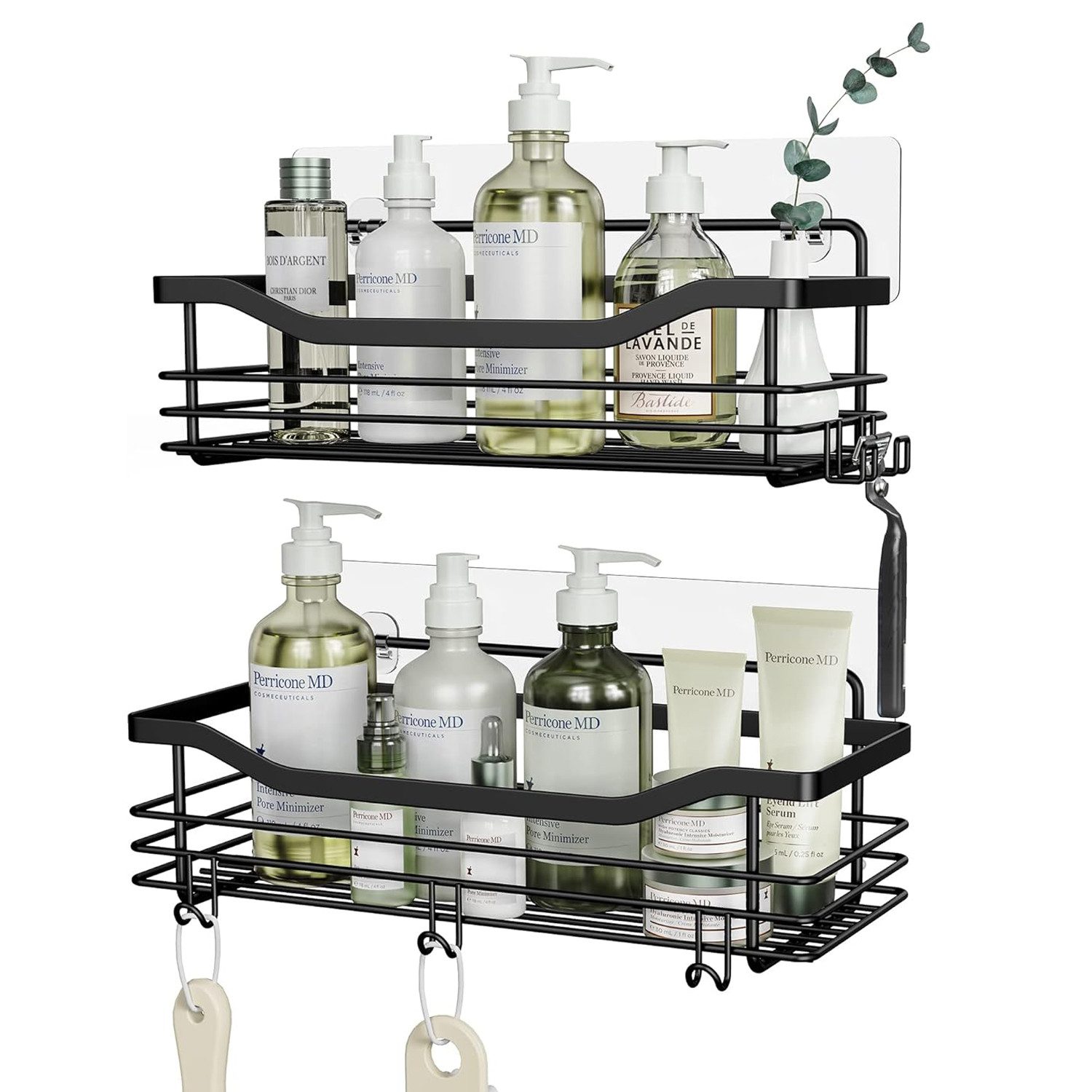 OSTWOLKE Duschregal ohne Bohren Edelstahl Duschablage mit 5 Haken 2 Stück, günstig online kaufen