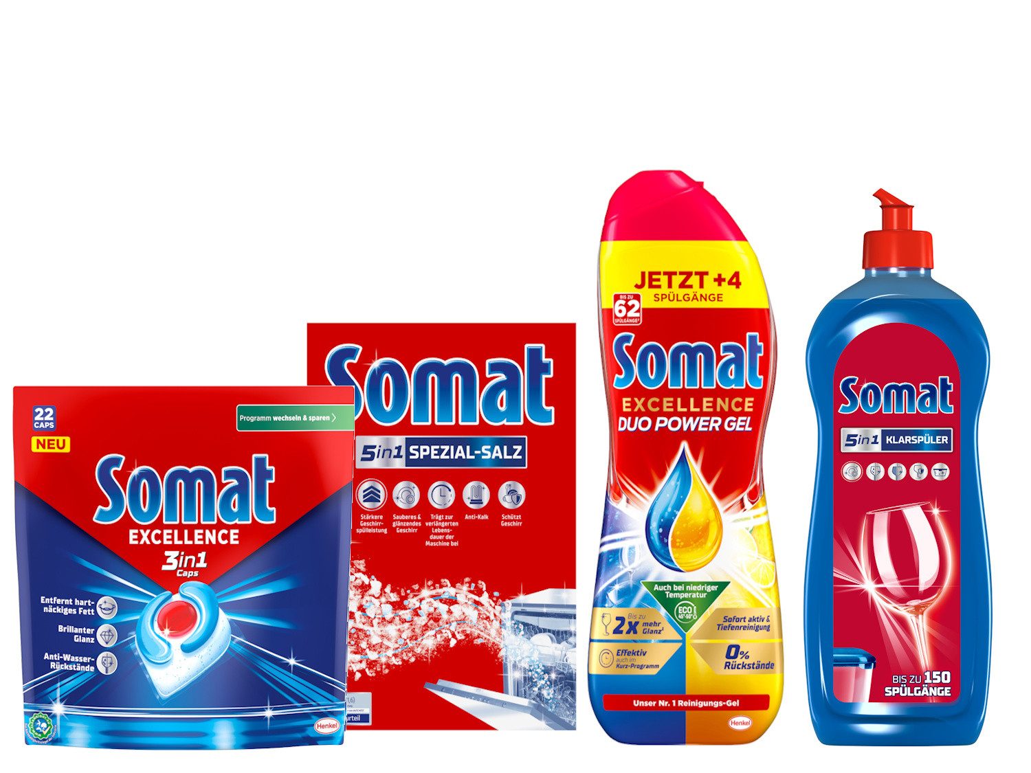 Somat SOMAT Spülmaschinen Set 3in1 Caps + Salz + Klarspüler 750 ml Spülmaschinentabs