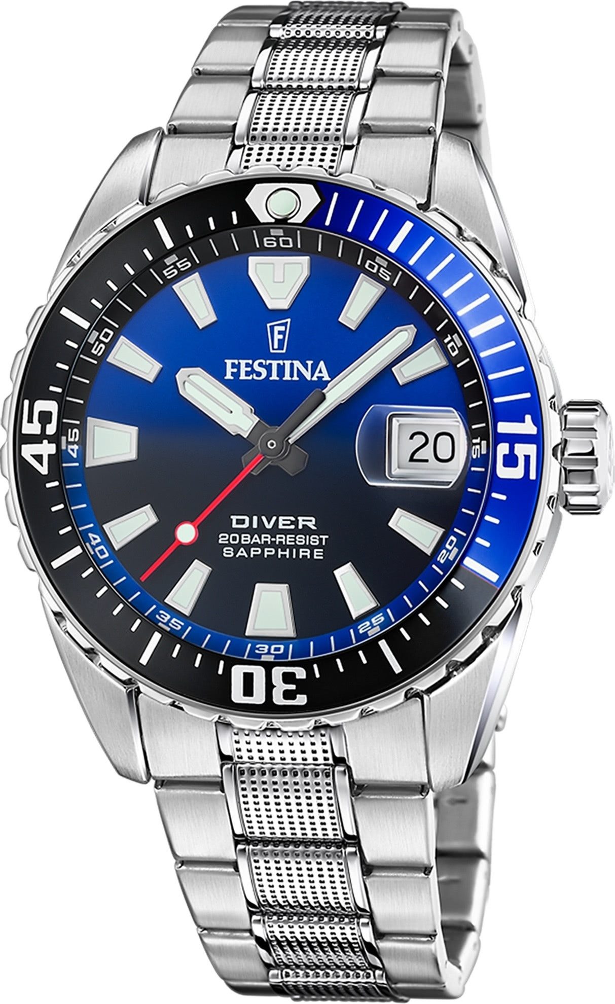 Festina Quarzuhr Festina Herrenuhr Edelstahl silber, (Analoguhr), Herren Armbanduhr rund, Edelstahlarmband silber, Casual