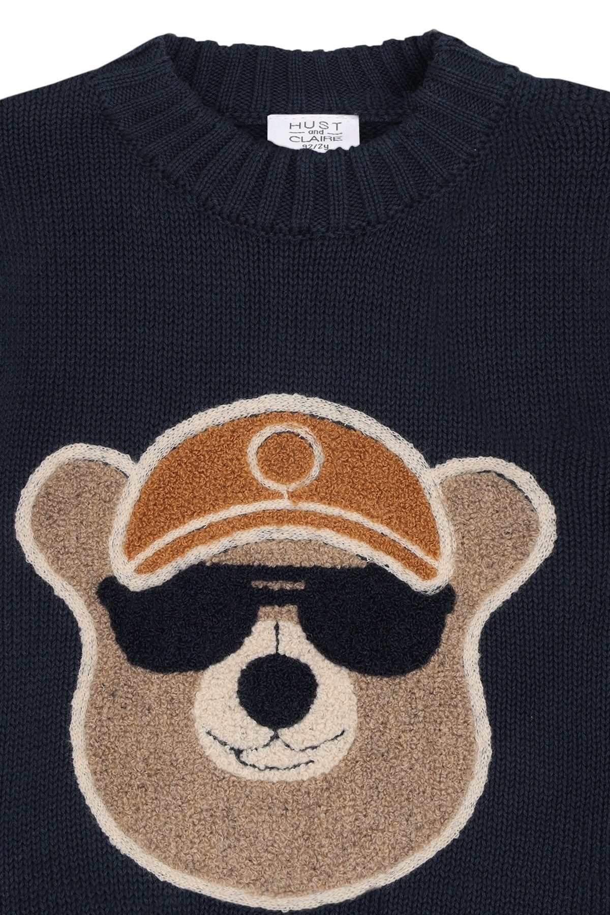 Hust & Claire Strickpullover HCPelle (1-tlg) HCPelle Jungen Strickpullover Blues aus 100 % Baumwolle mit Bärenmotiv