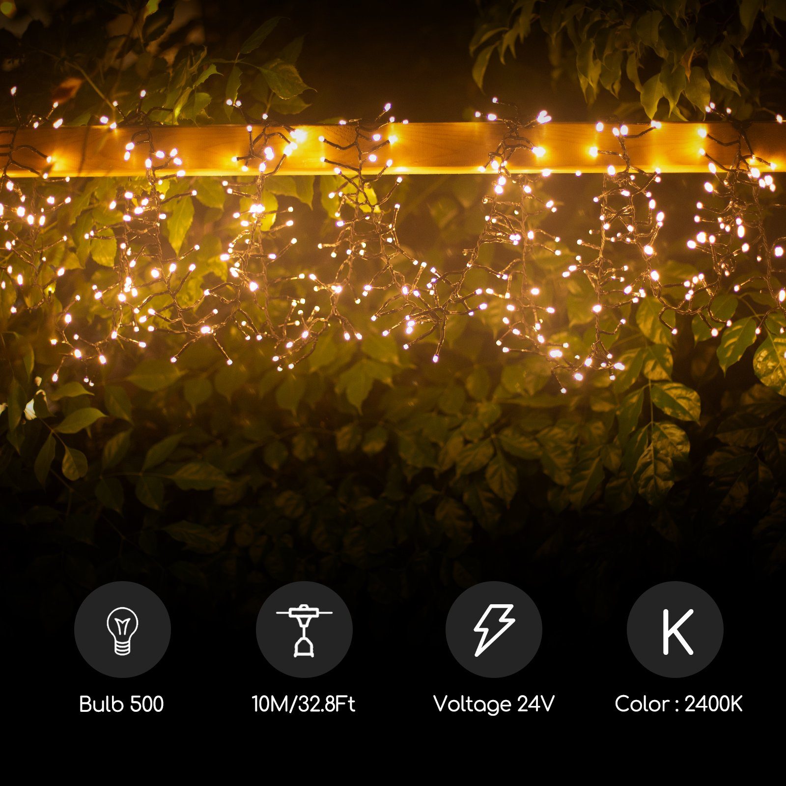 500LEDs 10m LED-Lichterkette Lichterkette LED 24V warmweiß LED 7,5W Universum