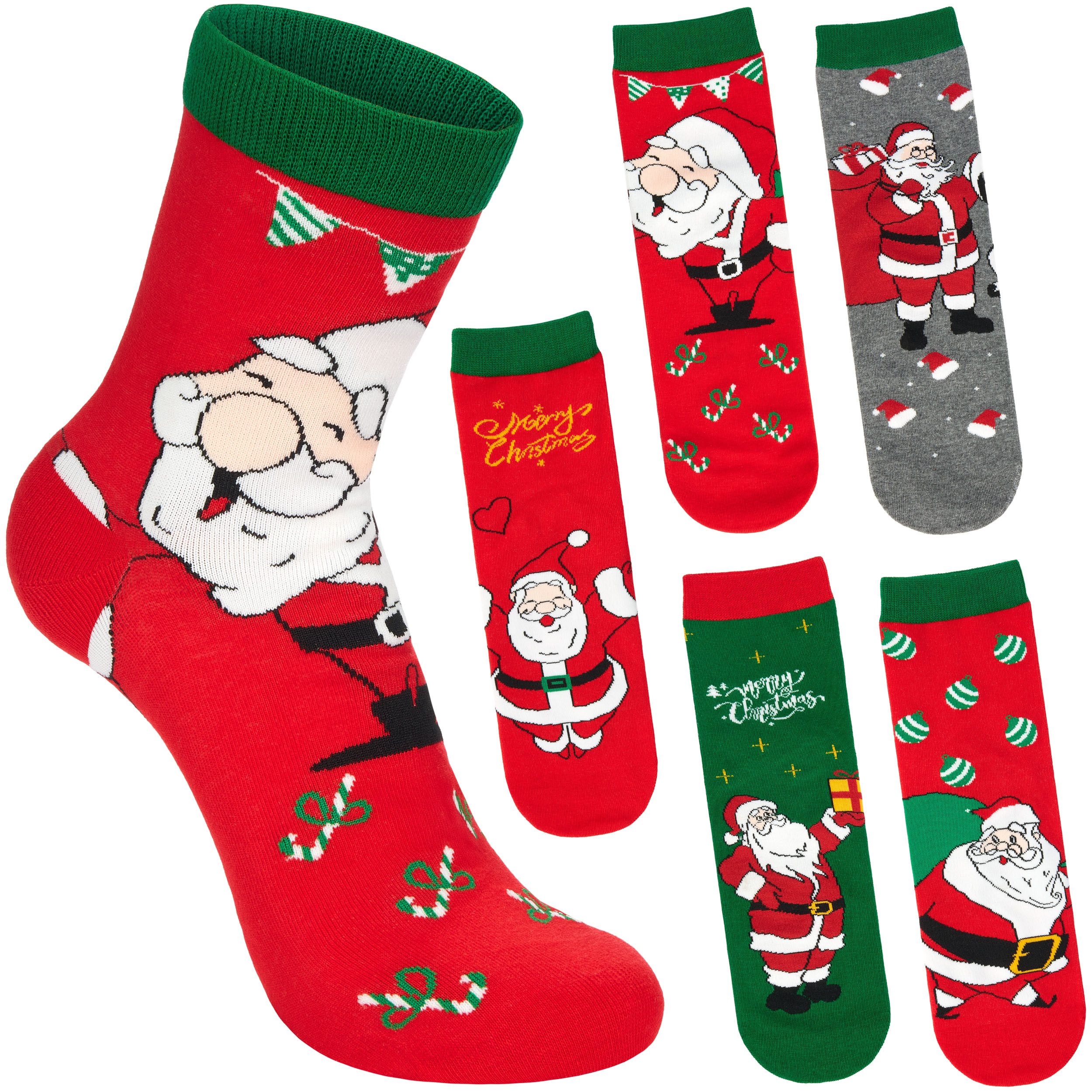 Socken Herren Weihnachtssocken - Weihnachtsmann mit Geschenken