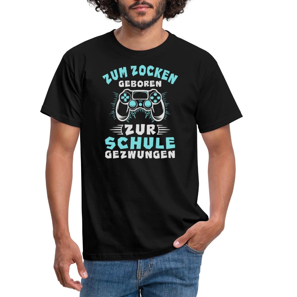 Spreadshirt T-Shirt Zum Zocken Geboren Zur Schule Gezwungen Gaming Männer T-Shirt (1-tlg)