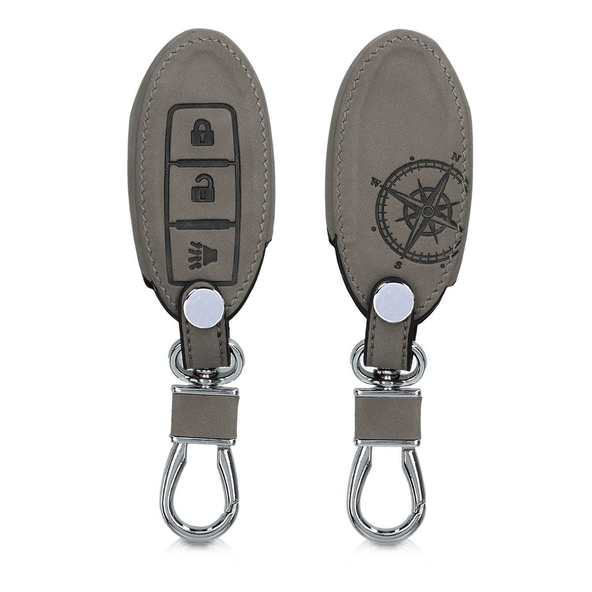 kwmobile Schlüsseltasche Autoschlüssel Hülle für Nissan, Nubuklederoptik - Kunstleder Schutzhülle Schlüsselhülle Cover