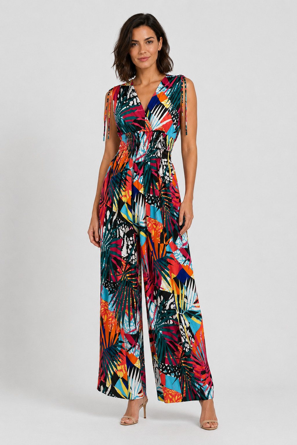ITALY VIBES Jumpsuit - Overall mit V-Ausschnitt - Damen Overall mit All-Over-Print