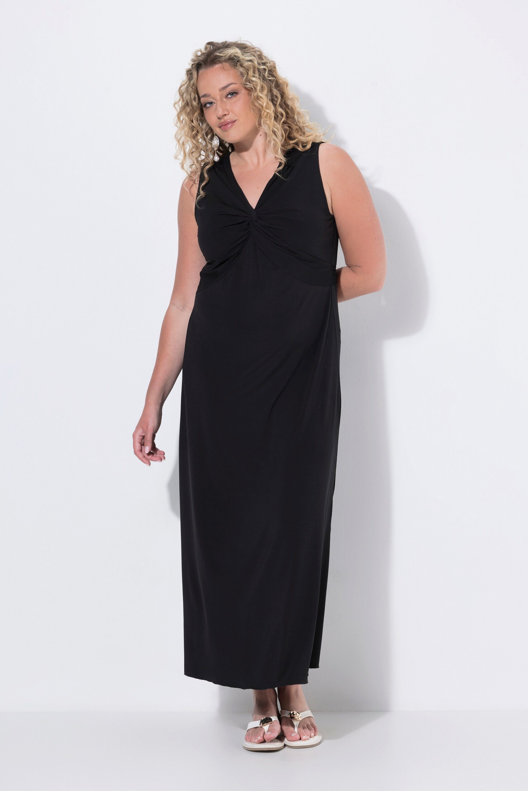 Angel of Style Jerseykleid Maxi-Jerseykleid ärmellose A-Linie Drapierung