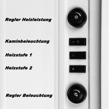 Deuba Heizlüfter, 2000 W, Elektrischer Kamin mit Heizung LED Kaminfeuer Effekt Heizer Ofen