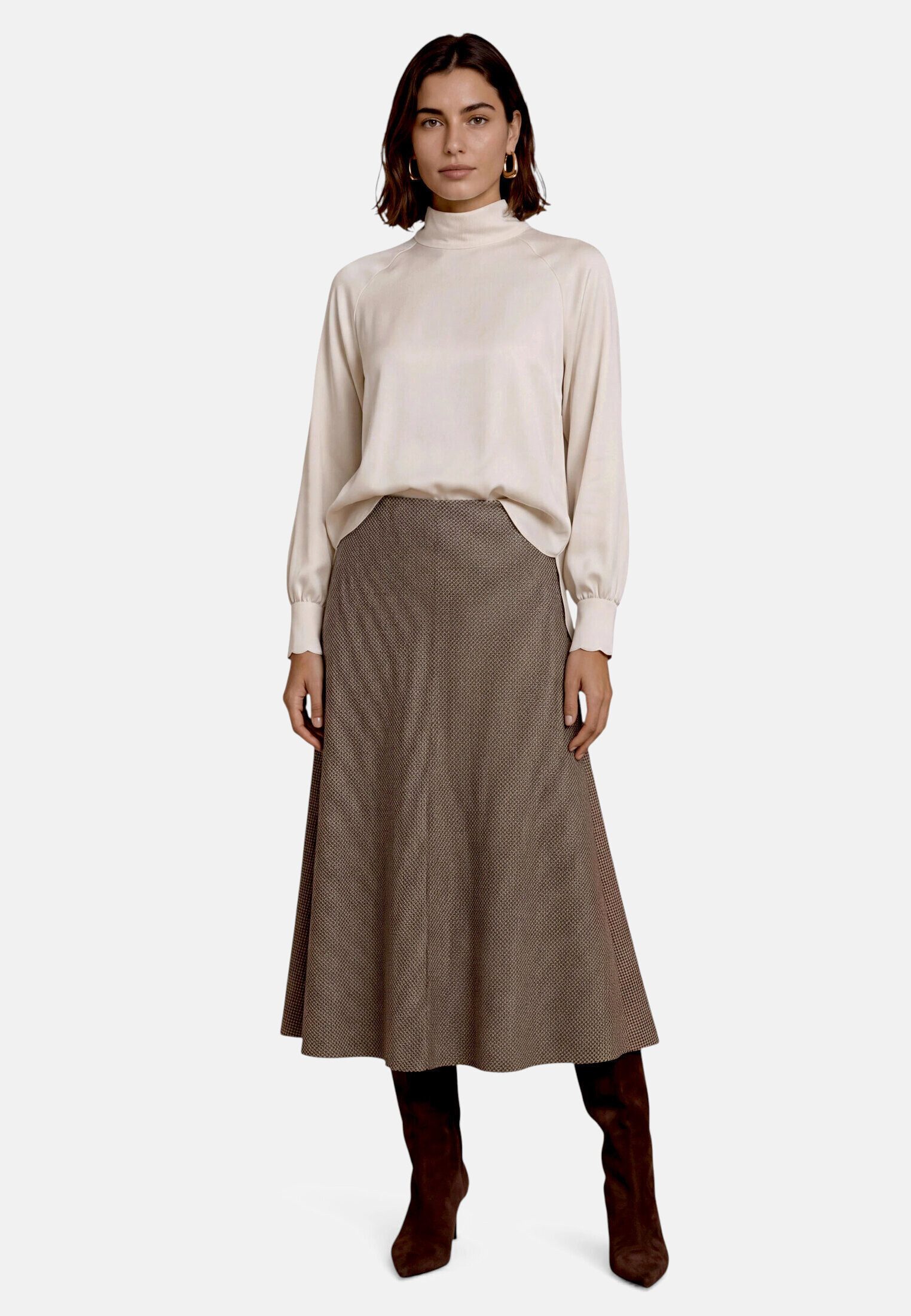 Zero Satinbluse Damen mit Kragen