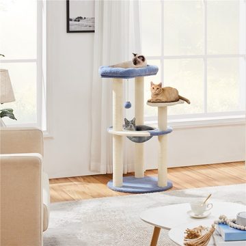 Yaheetech Kratzbaum, Katzenbaum 90 cm Katzenkratzbaum Meer Blau/Beige