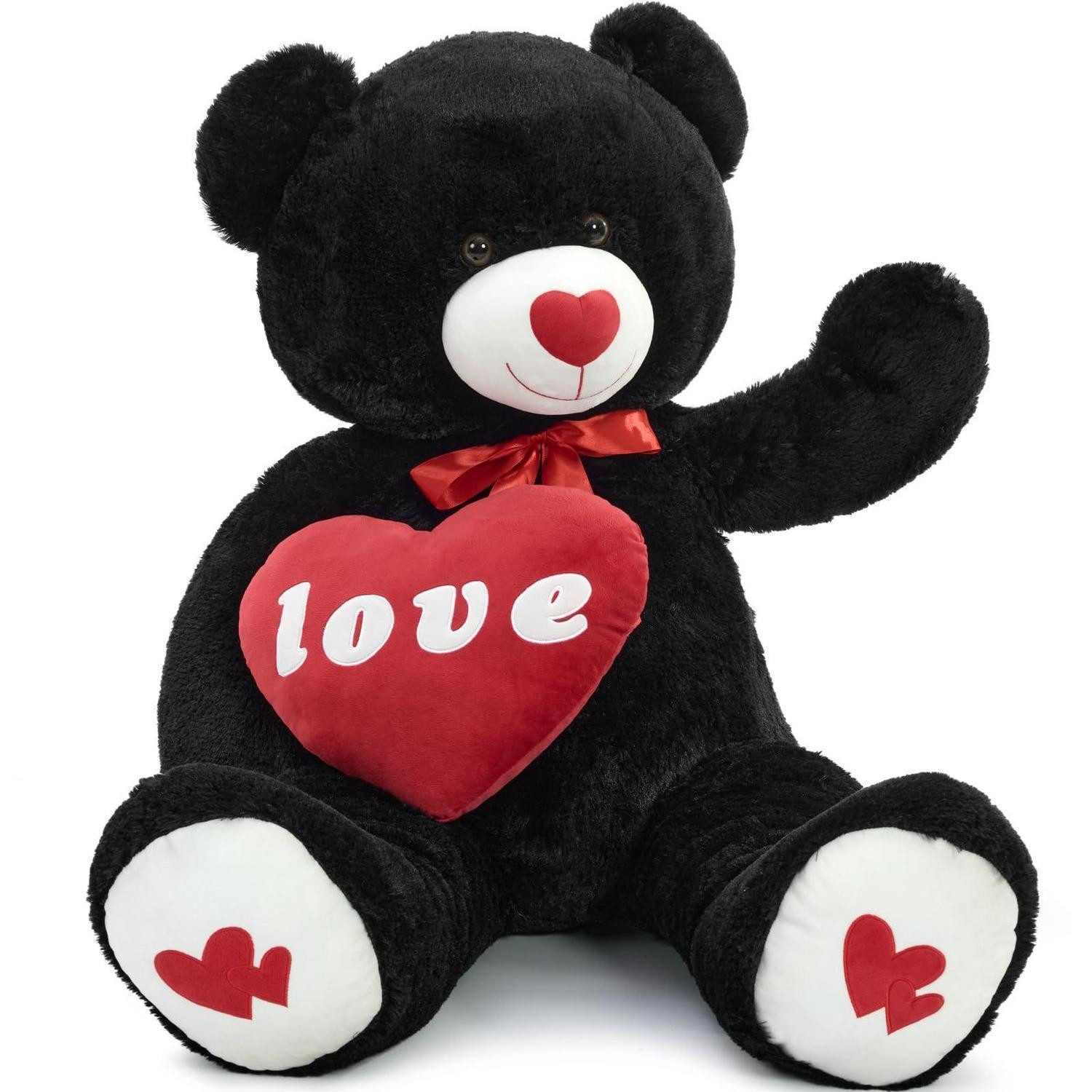 LuxusKollektion Kuscheltier Teddybär XXL 130cm Herz I Love You Männer Black