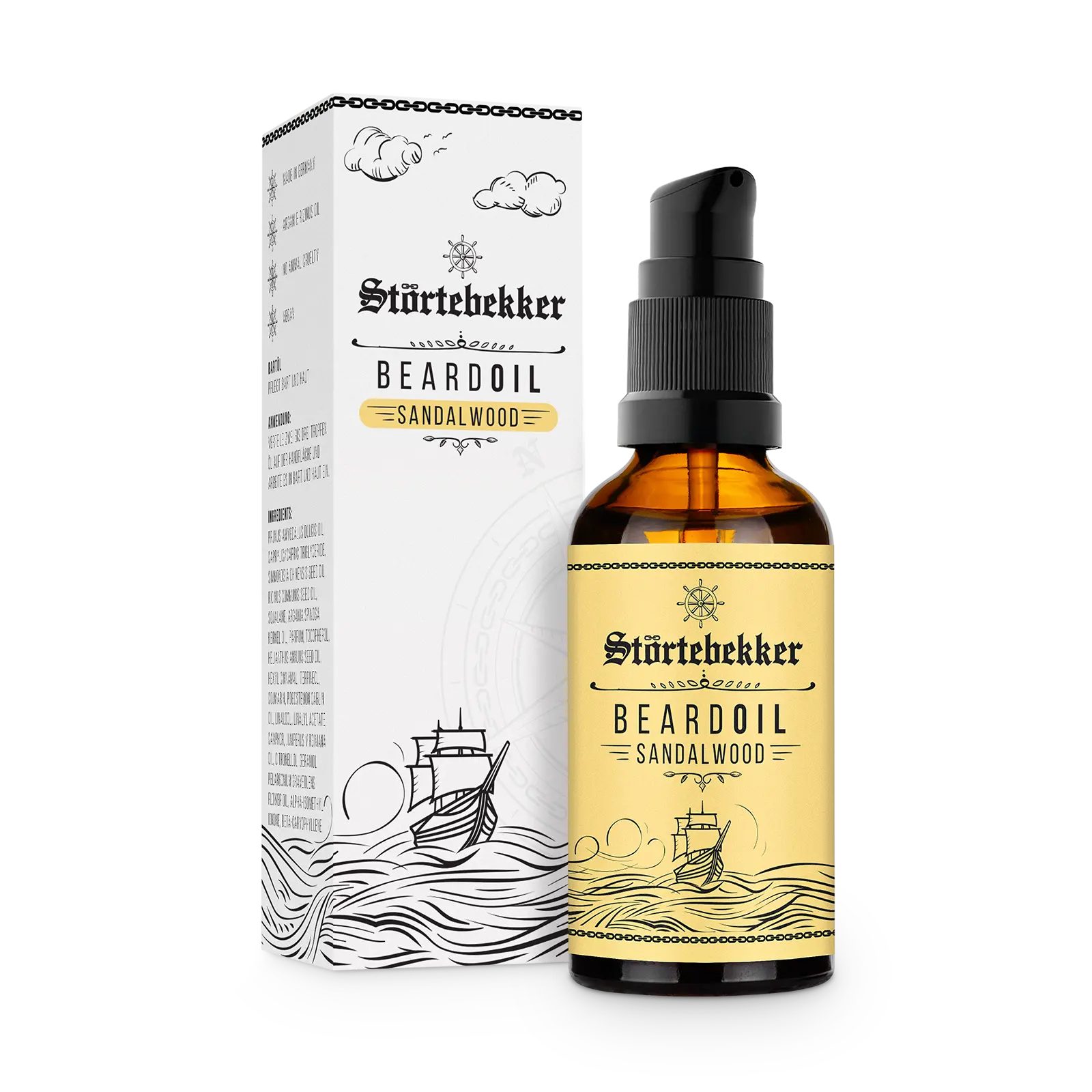 Störtebekker Bartöl für die tägliche Bartpflege - Vegan - angenehmer Duft (50 ml), gepflegter Bart ohne Juckreiz