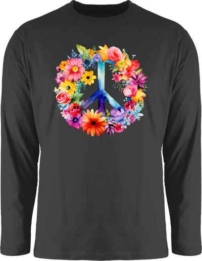 Shirtracer Rundhalsshirt Peacezeichen Peace-Symbol Hippie Frieden 60er 70er Flow Power Flowerpo Statement