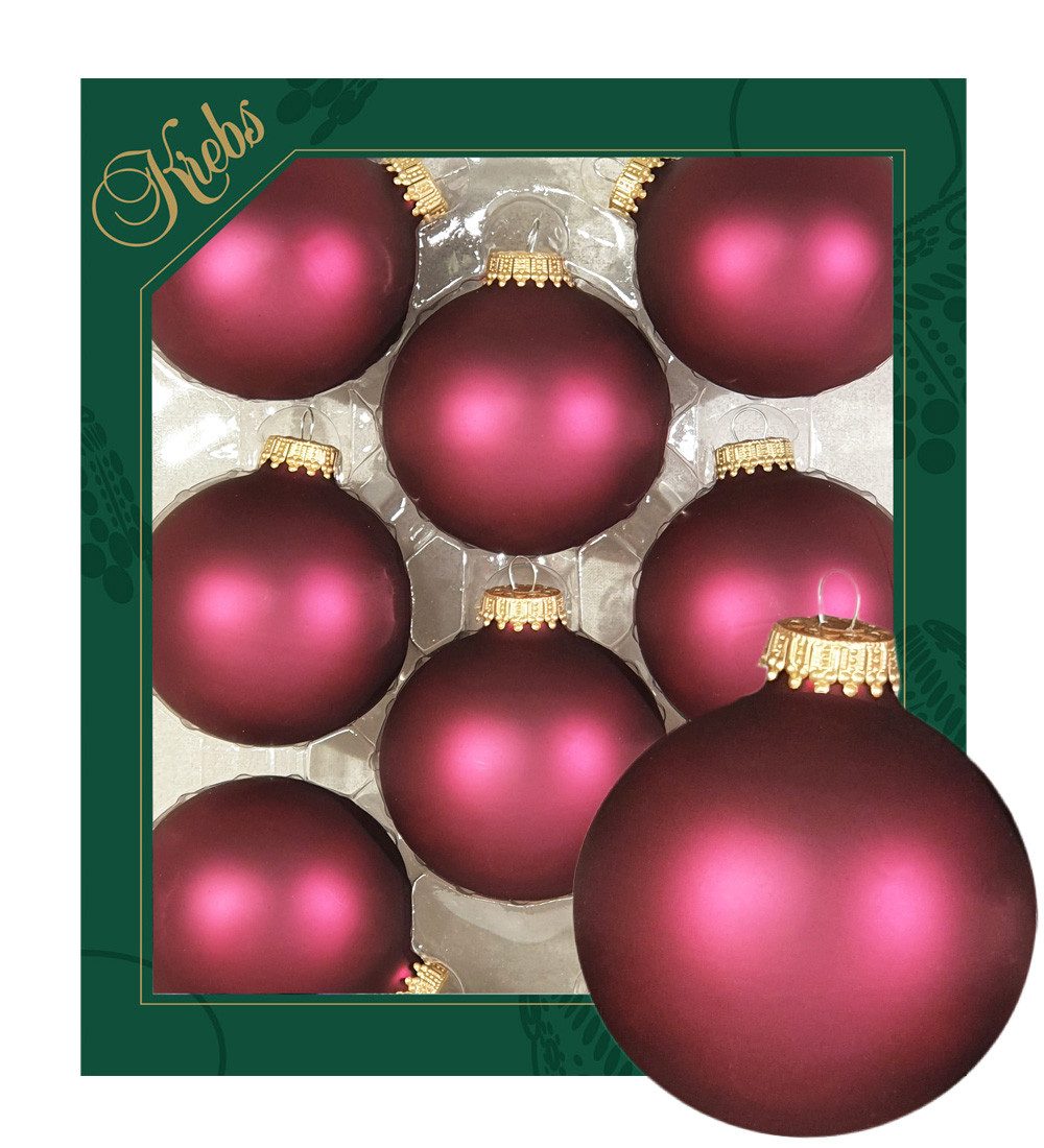 Krebs Glas Lauscha Christbaumschmuck Glaskugel Set - Granatapfelfarbig matt günstig online kaufen