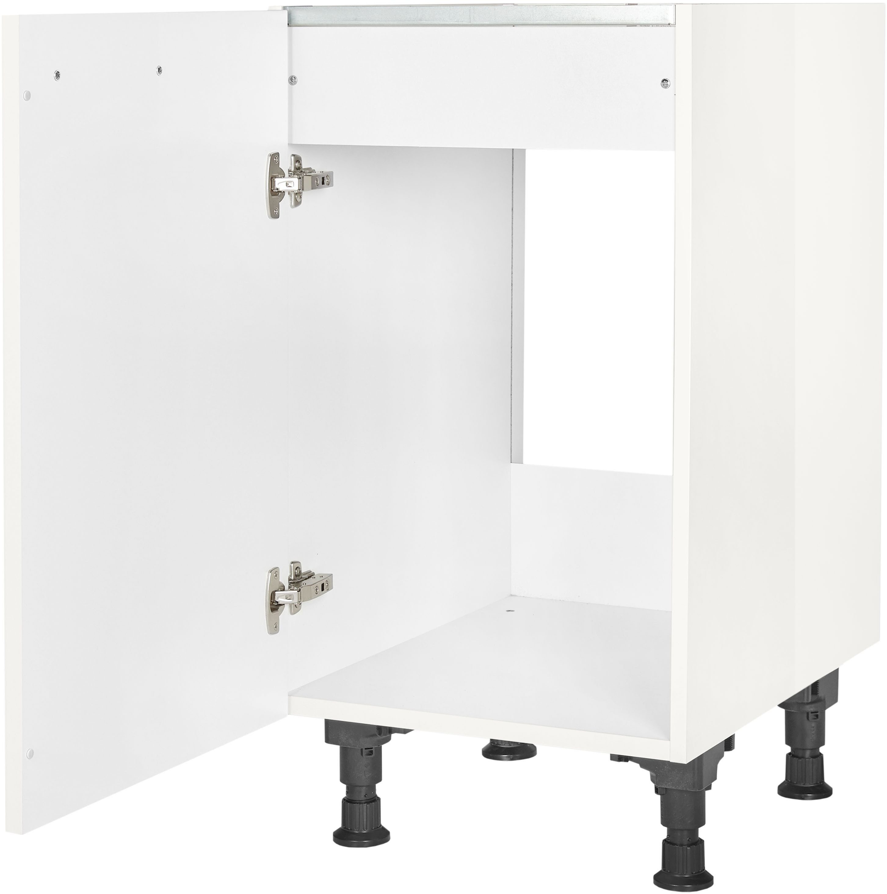 nobilia® Spülenschrank "Flash", Ausrichtung wählbar, vormontiert, in den Breiten 45 und 60 cm, mit höhenverstellbaren Sockelfüßen