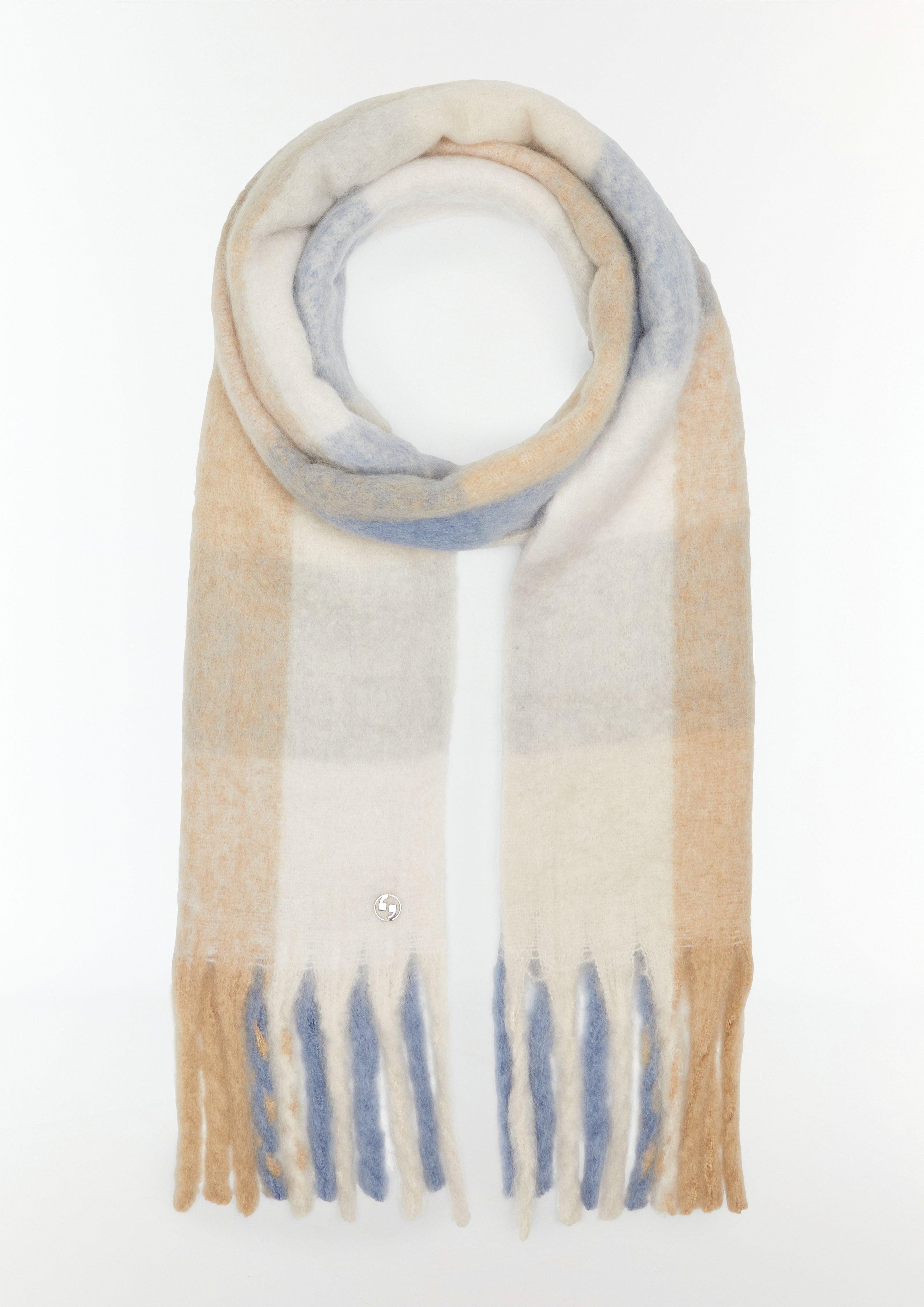 Halstuch Karierter Strickschal mit Fransen