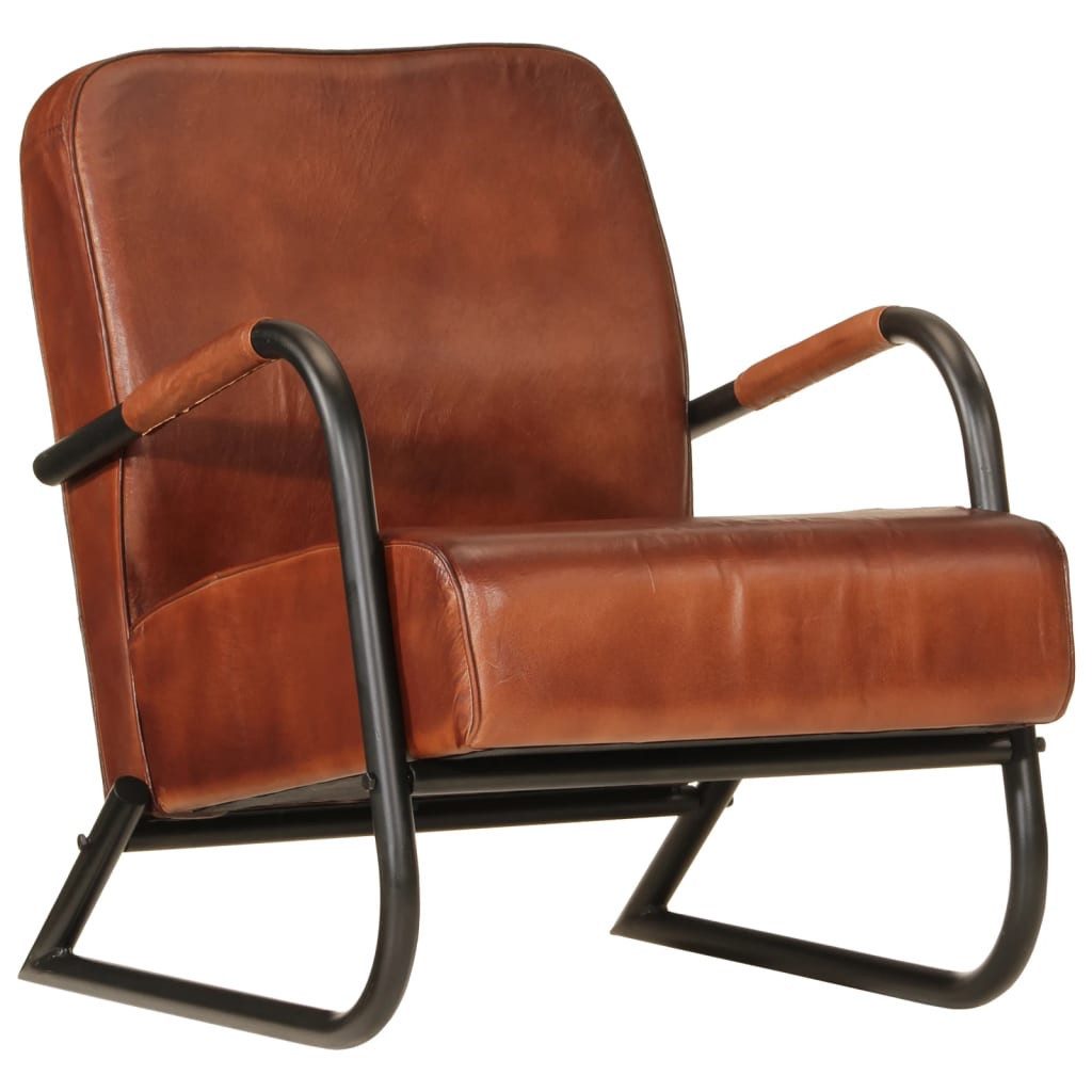 vidaXL Sessel, Loungesessel Braun Echtleder günstig online kaufen