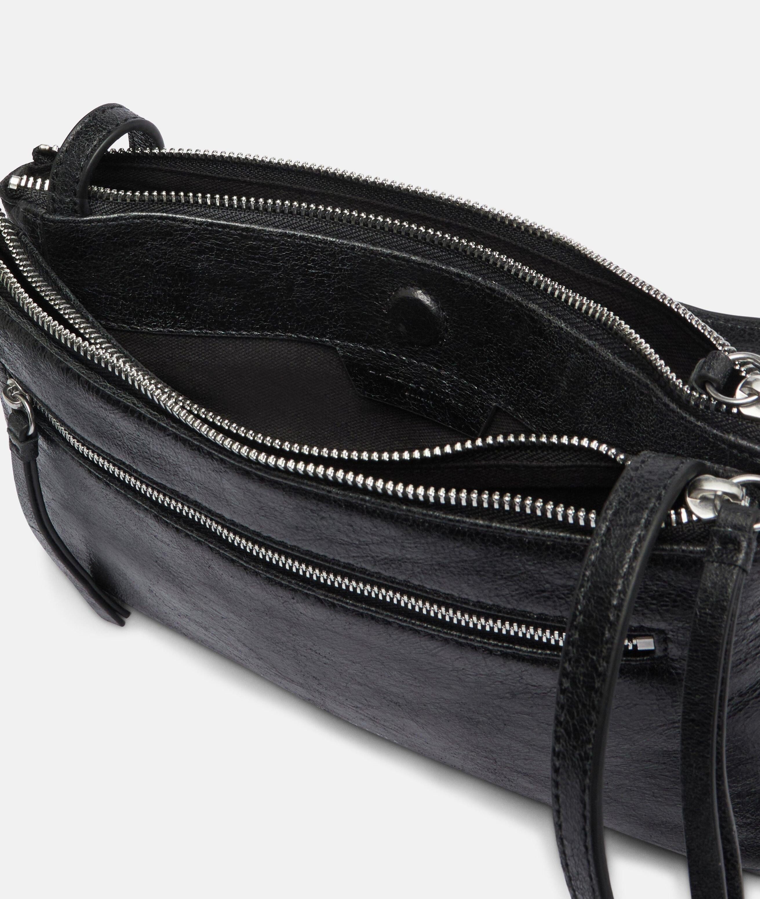 Liebeskind Berlin Umhängetasche Double Zena Crossbody S, Handliche Umhängetasche weichem Lammleder mit Crinkle-Effekt