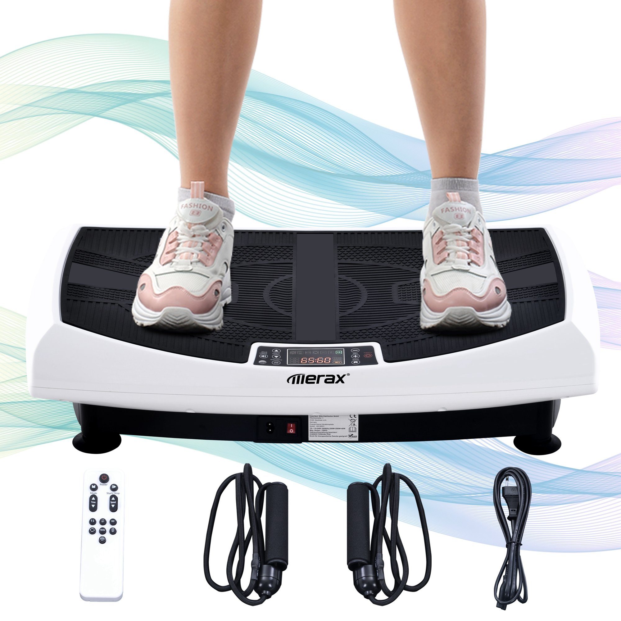 Merax Vibrationsplatte Athena 4D, 440,00 W, 3 Motoren Vibrationsplattform mit LED-Licht und Bluetooth-Lautsprecher