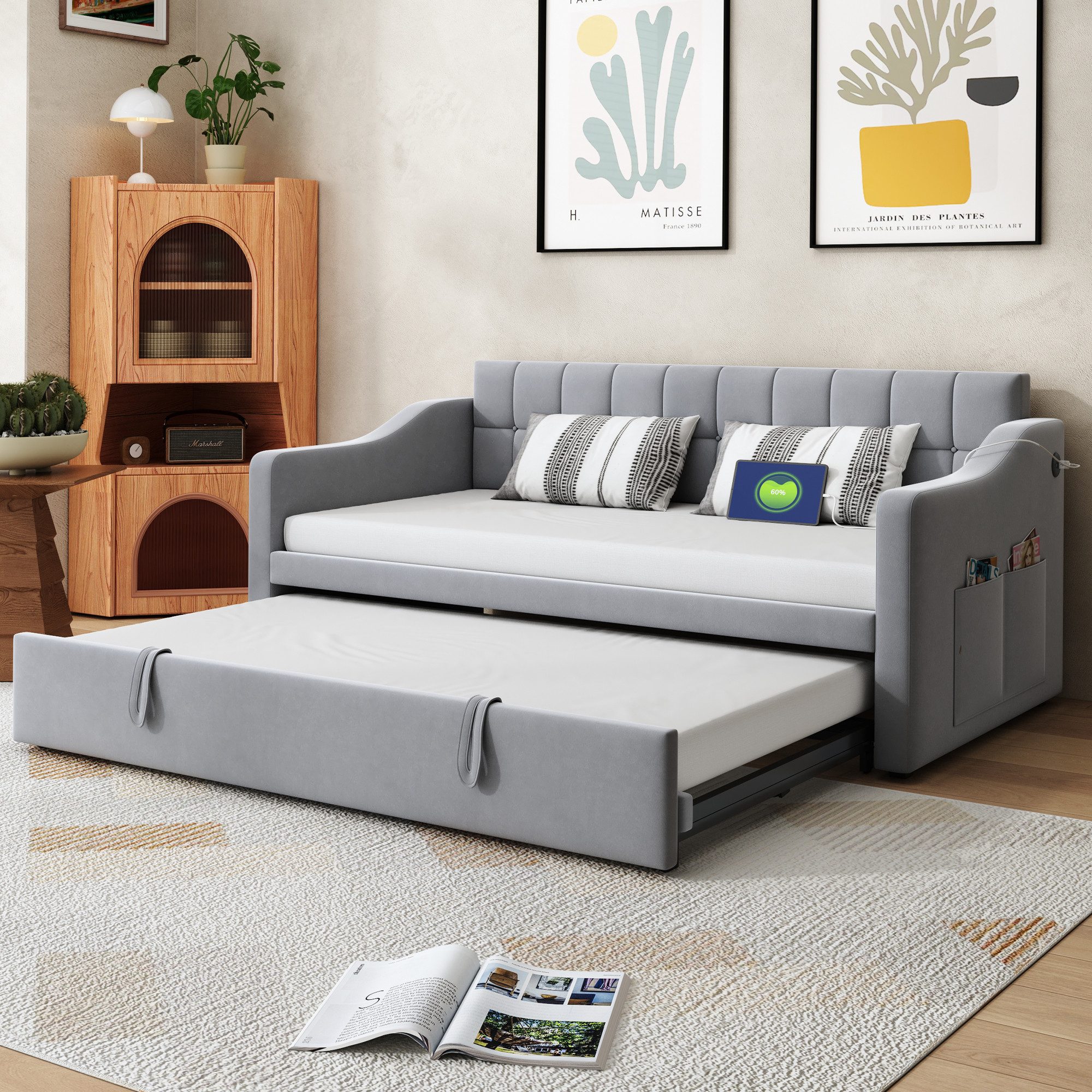 REDOM Polsterbett Schlafsofa Funktionsbett (90/180x190 cm – Integrierte Abl günstig online kaufen