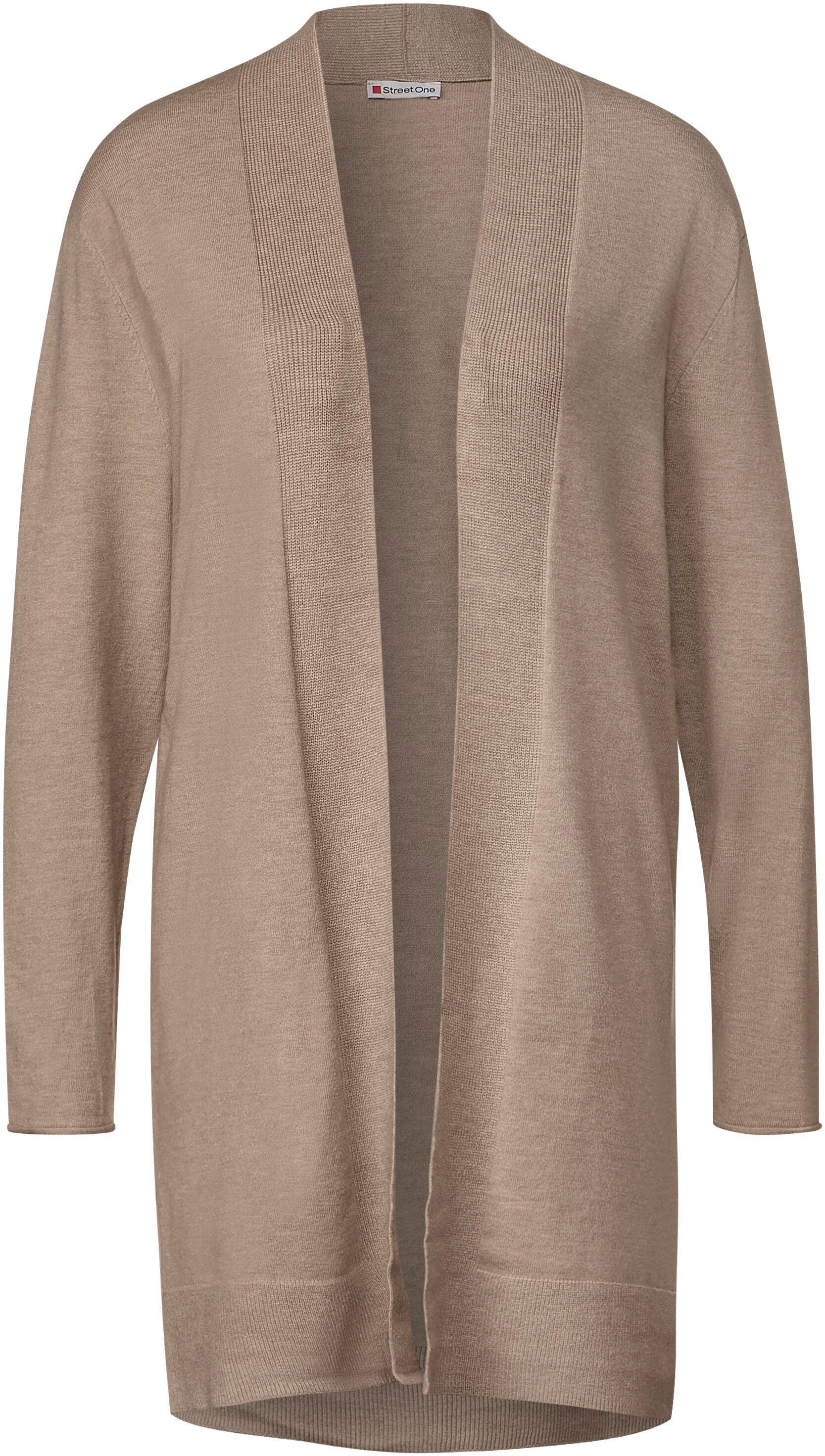 mit STREET ONE bleached Seitenschlitzen sand Cardigan