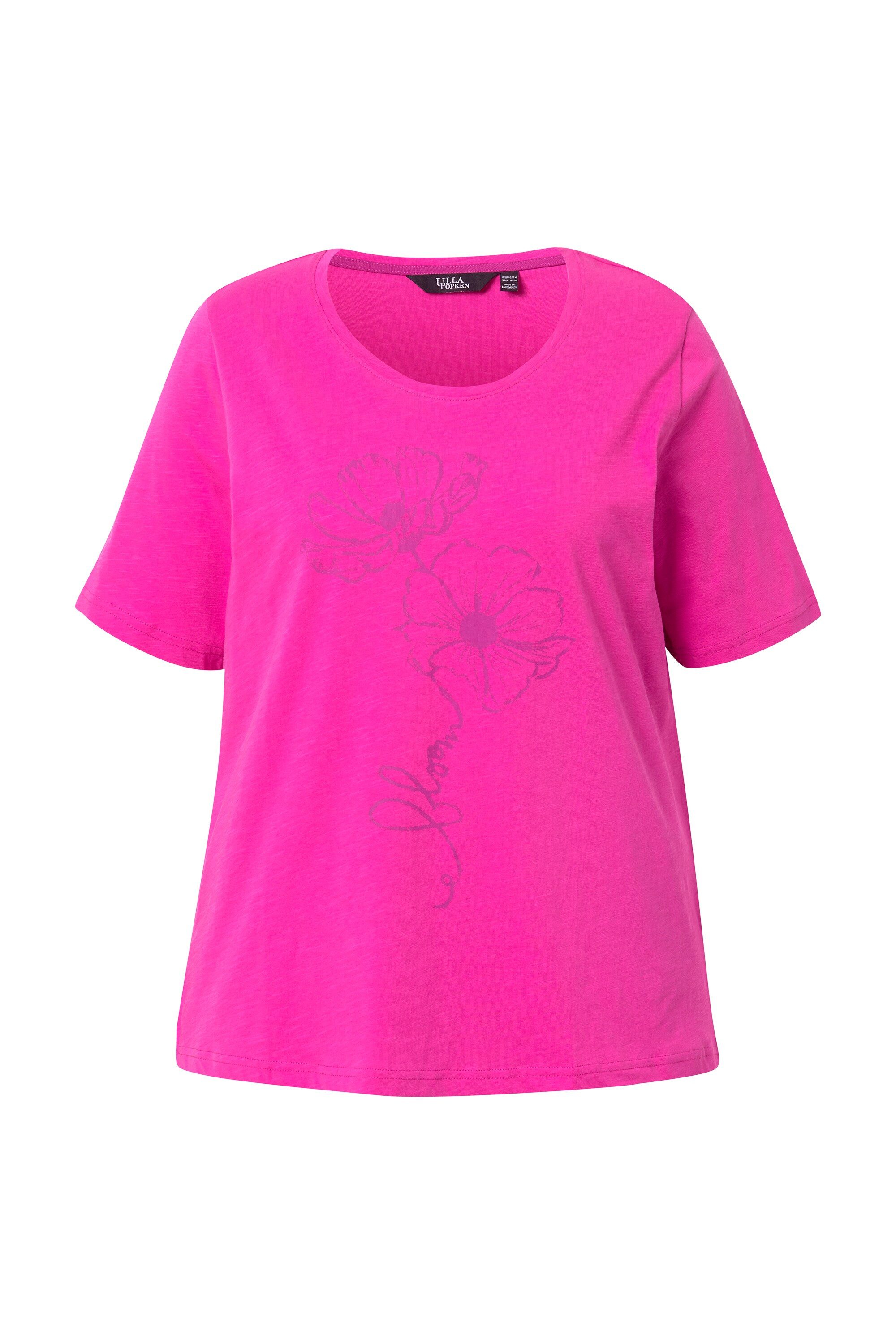 Ulla Popken T-Shirt T-Shirt Blüten Classic Rundhals Halbarm günstig online kaufen